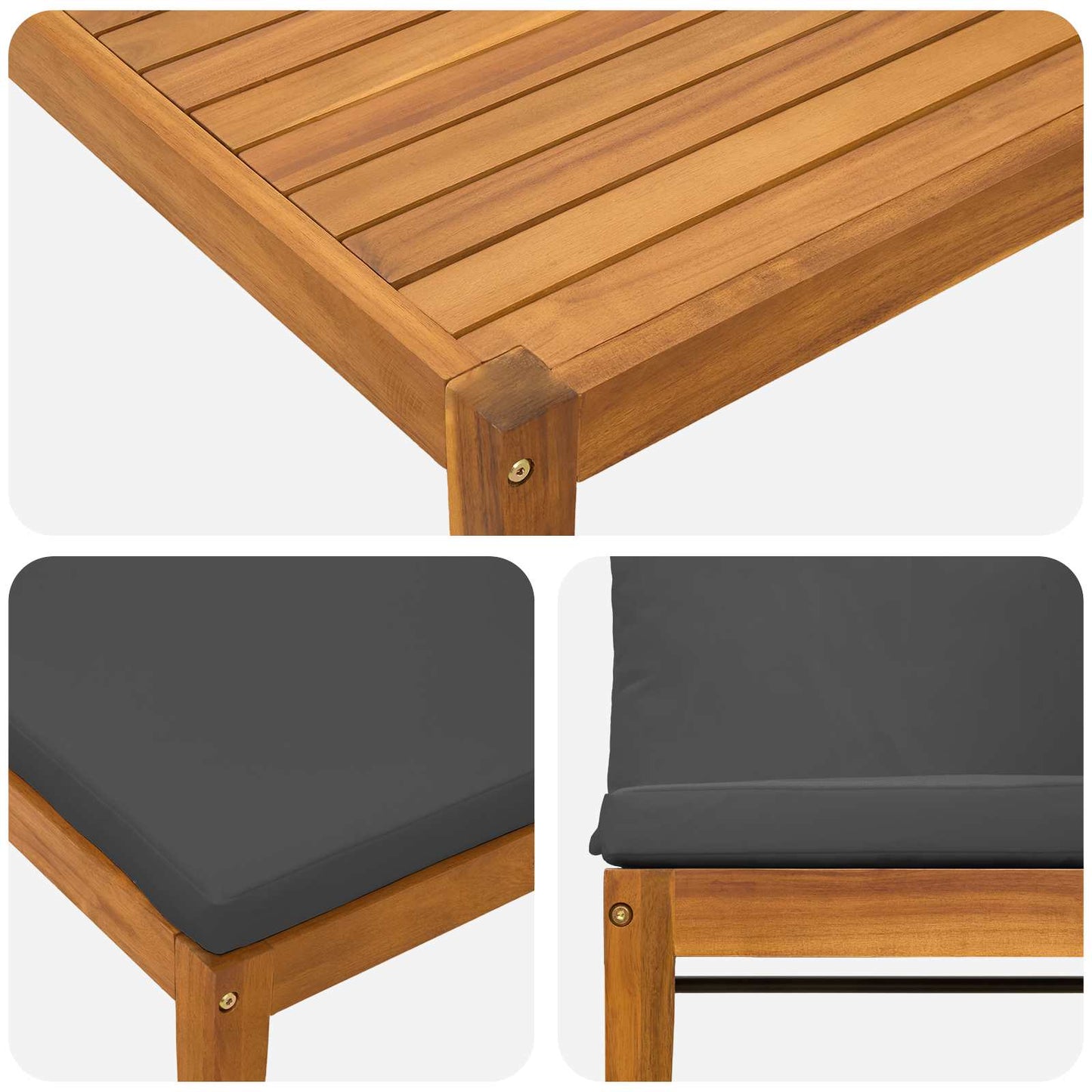 4 pcs Tuin loungeset Massief acaciahout & touw Naturel