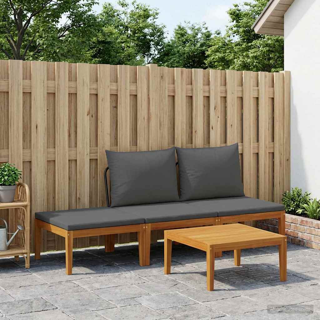 4 pcs Tuin loungeset Massief acaciahout & touw Naturel