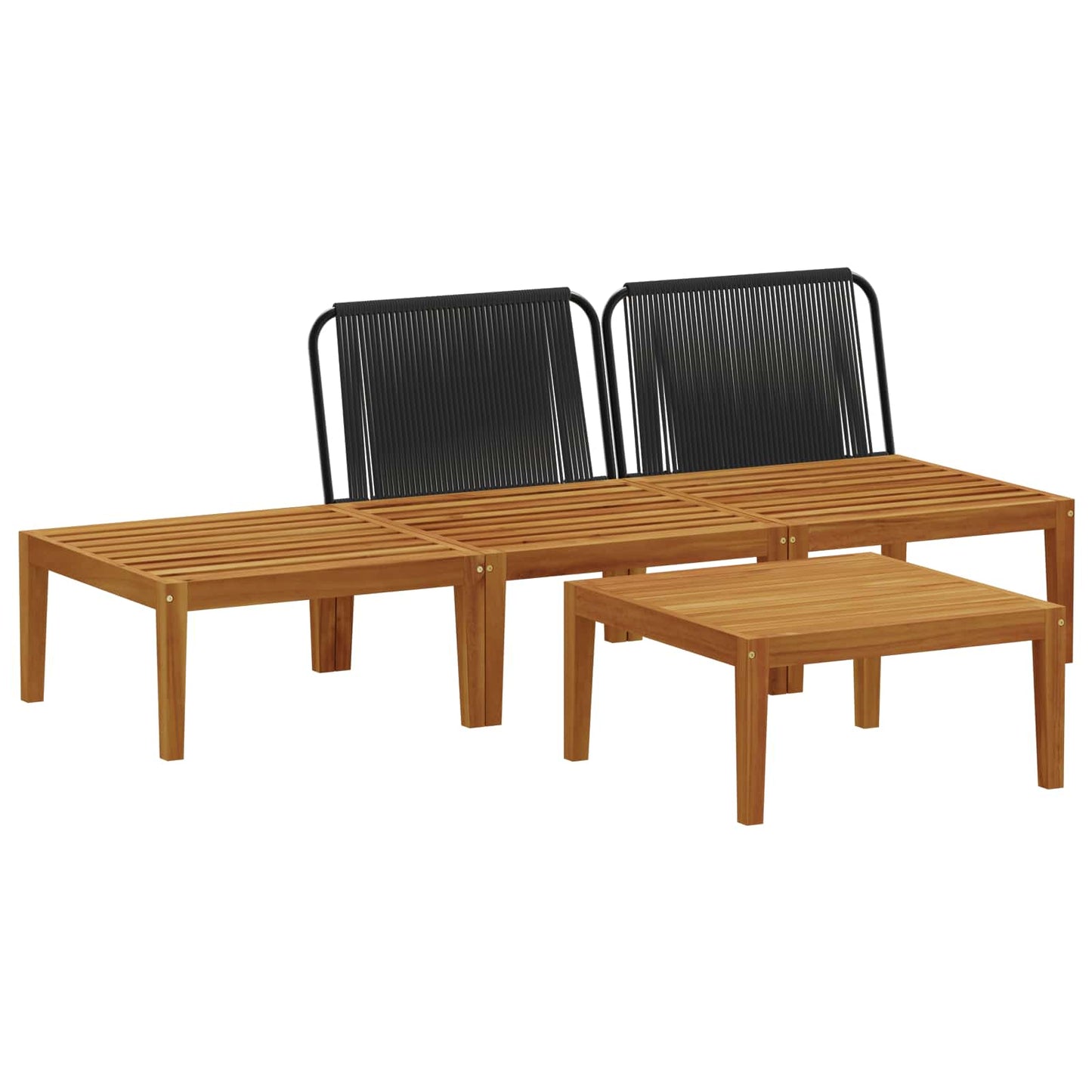 4 pcs Tuin loungeset Massief acaciahout & touw Naturel