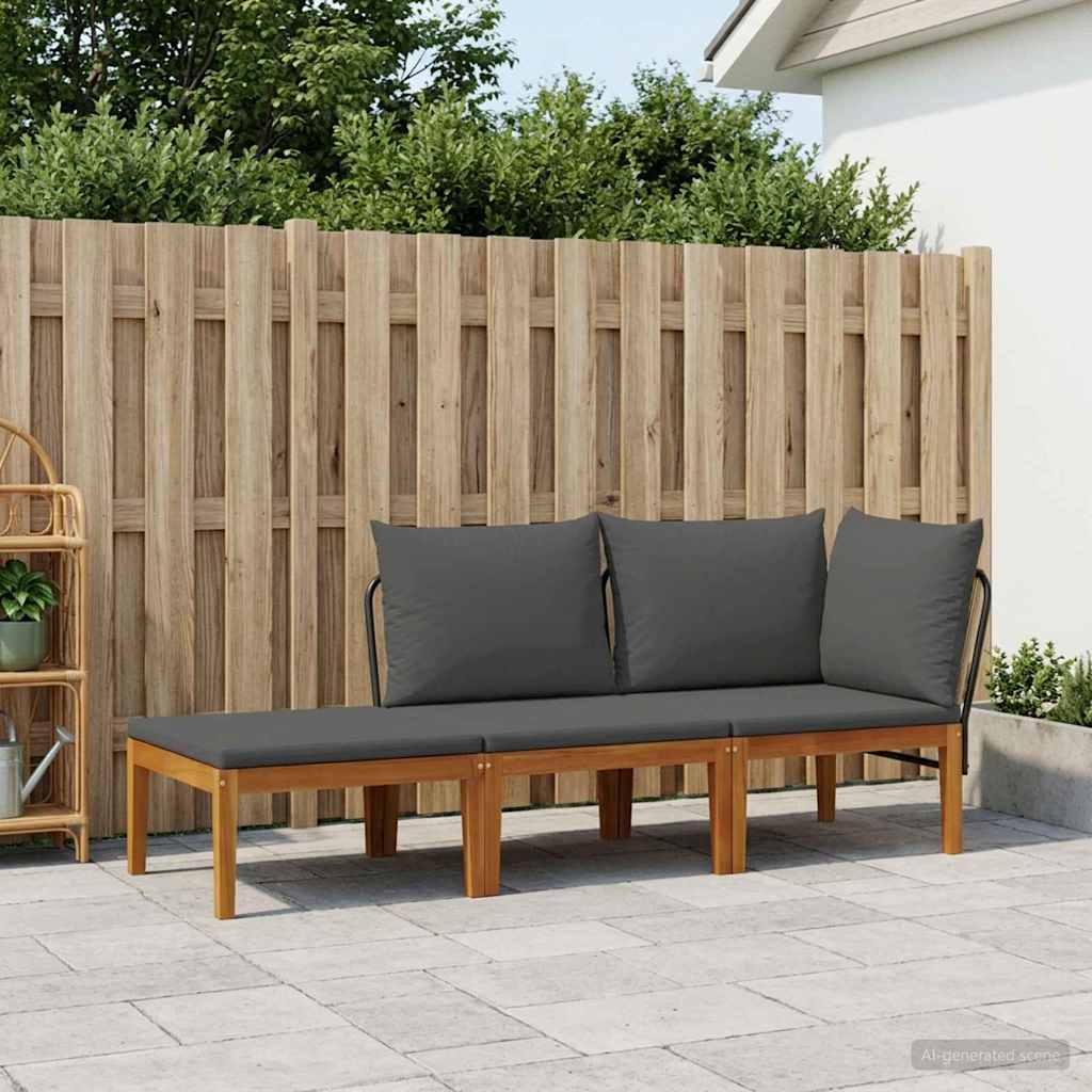 3 pcs Tuin loungeset Massief acaciahout & touw Naturel