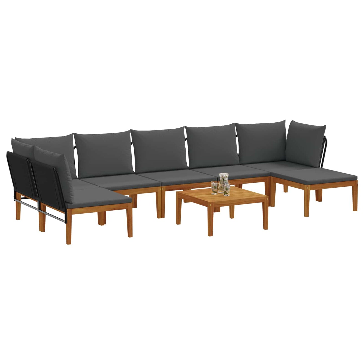 8 pcs Tuin loungeset Massief acaciahout & touw Naturel
