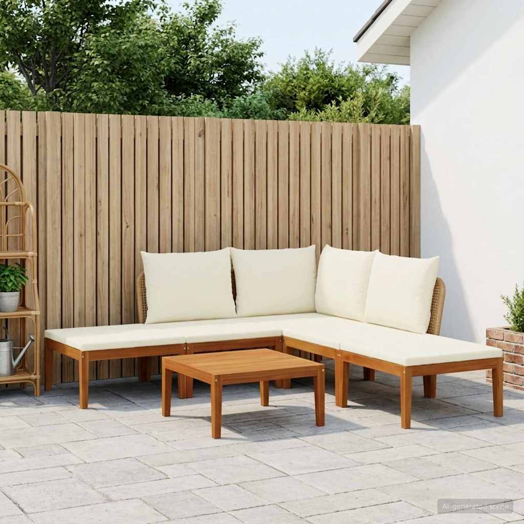 6 pcs Tuin loungeset Massief acaciahout & touw Naturel