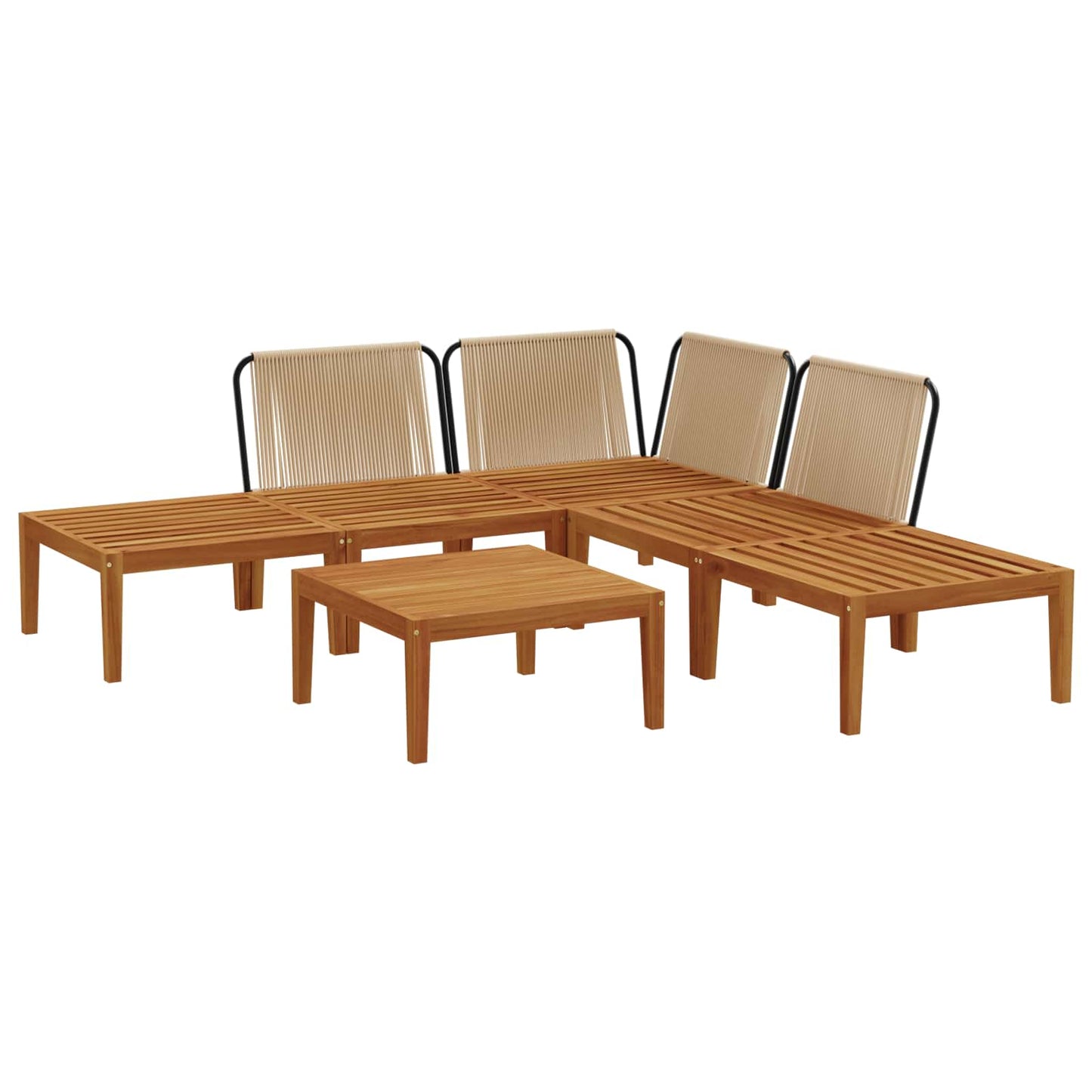6 pcs Tuin loungeset Massief acaciahout & touw Naturel