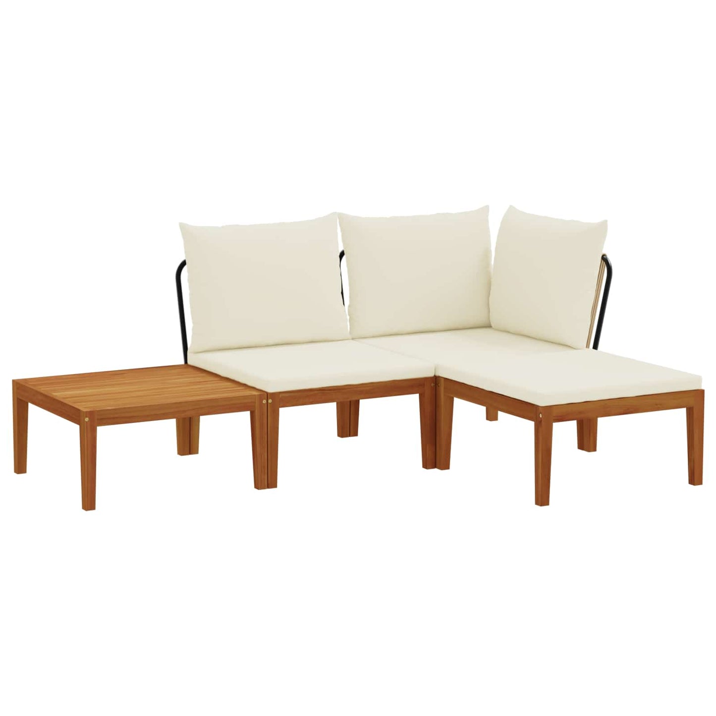 4 pcs Tuin loungeset Massief acaciahout & touw Naturel