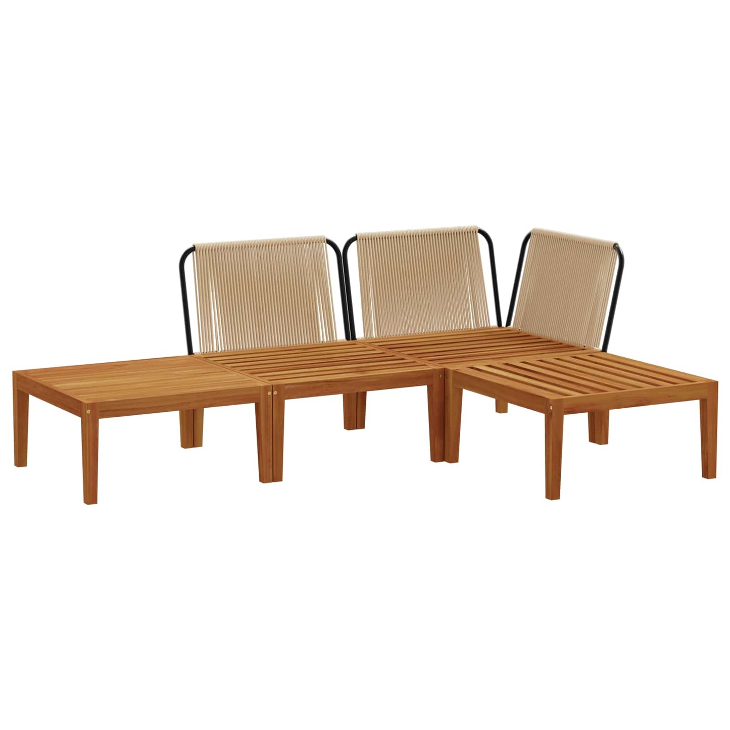 4 pcs Tuin loungeset Massief acaciahout & touw Naturel