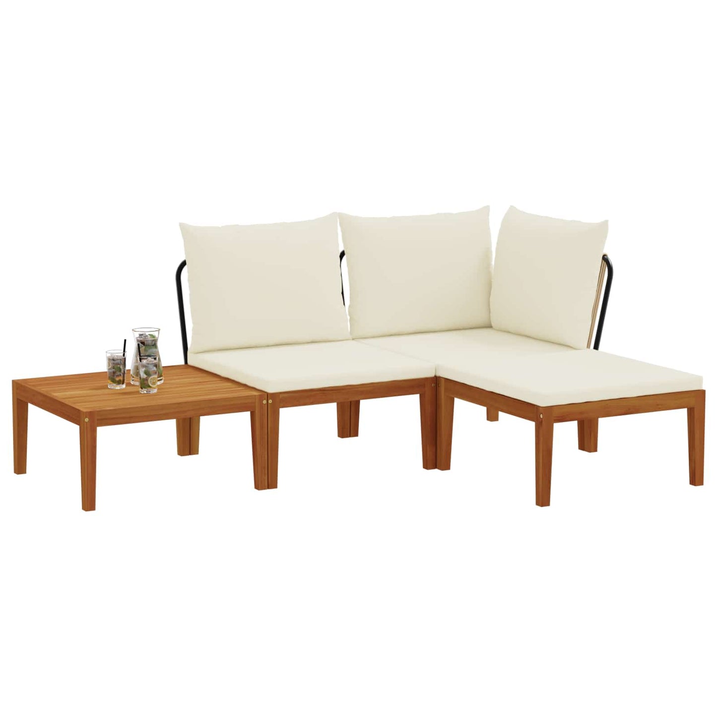 4 pcs Tuin loungeset Massief acaciahout & touw Naturel