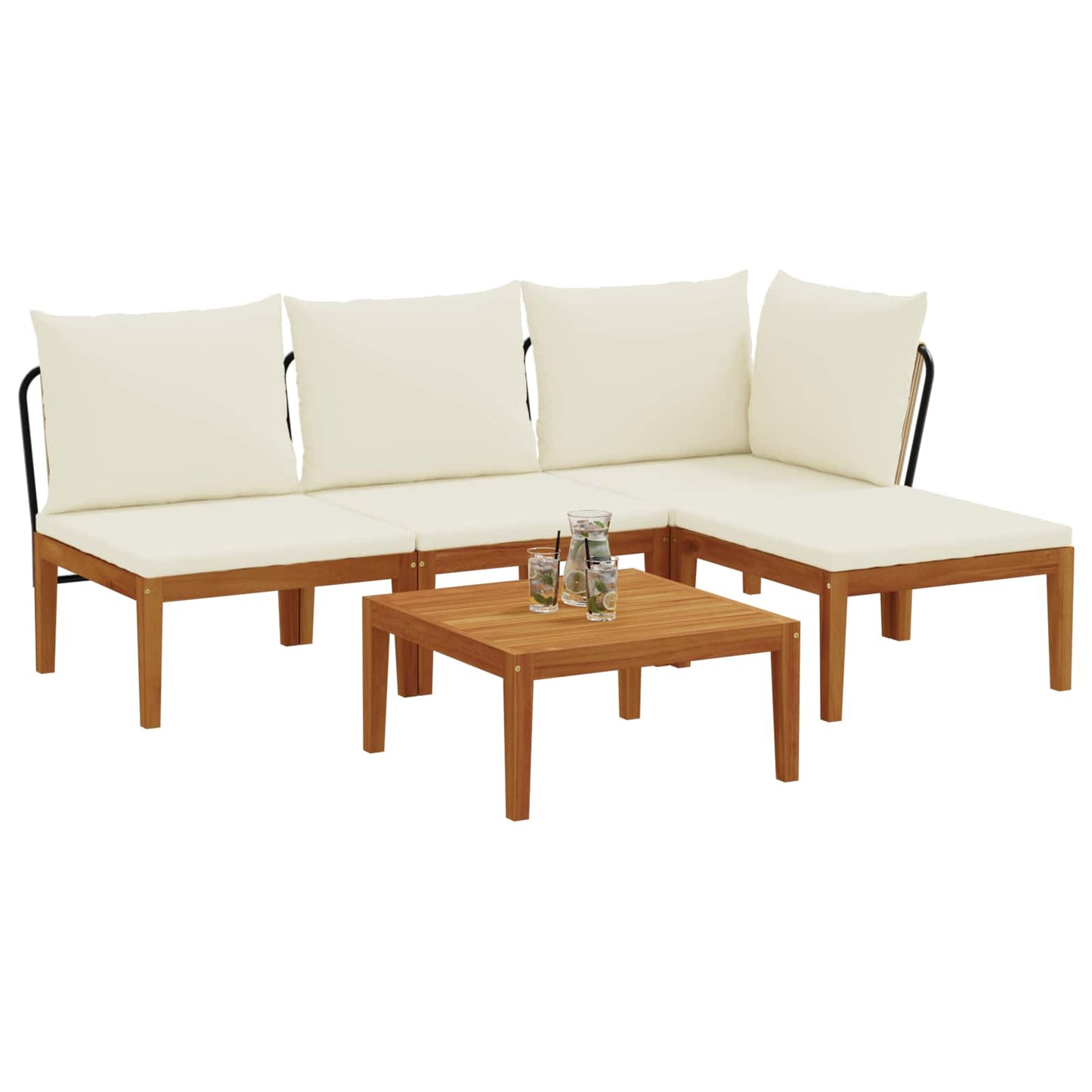 5 pcs Tuin loungeset Massief acaciahout & touw Naturel