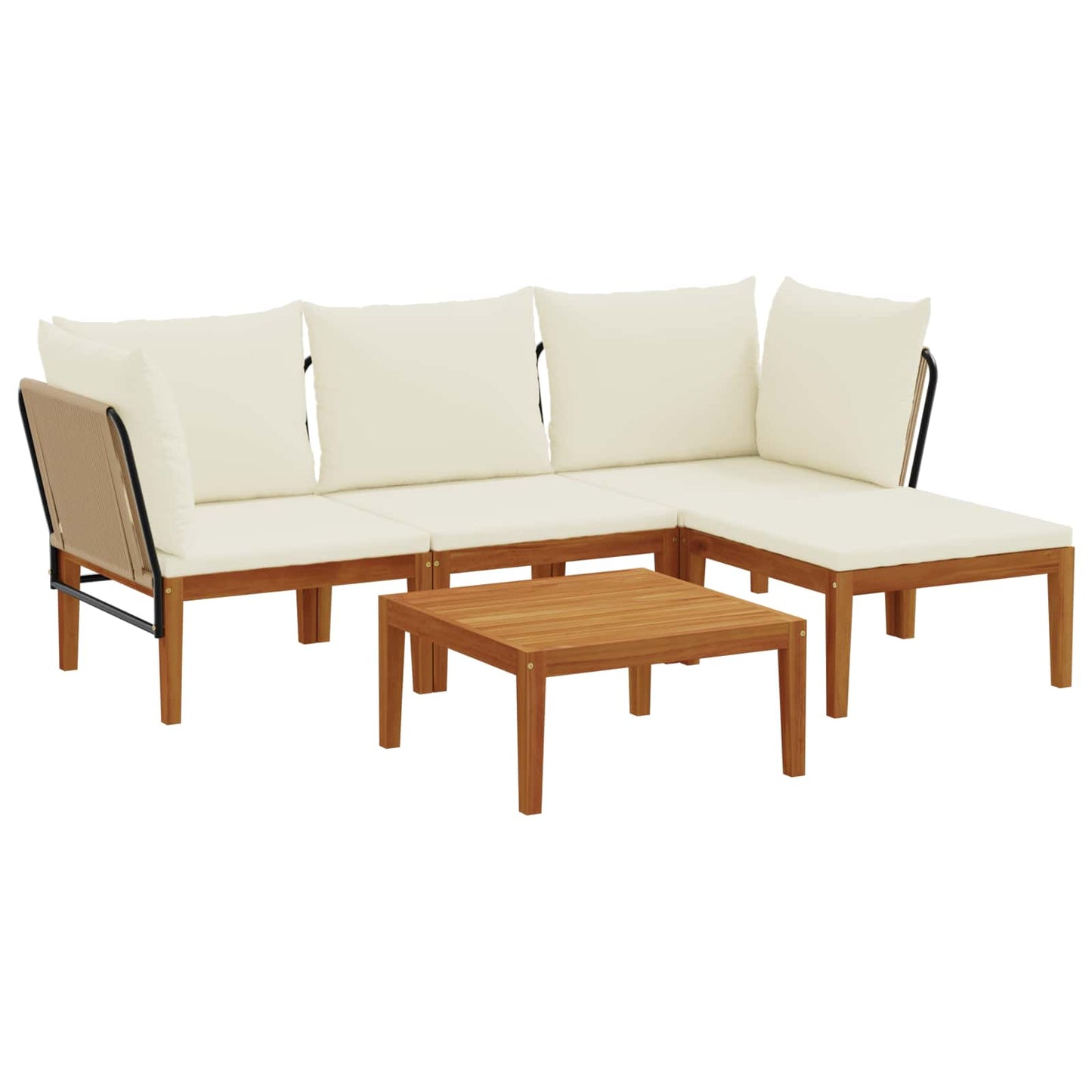 5 pcs Tuin loungeset Massief acaciahout & touw Naturel