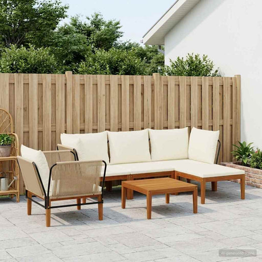 6 pcs Massief acaciahout & touw Naturel is nu te koop bij PeponiXL, paradijselijk wonen!