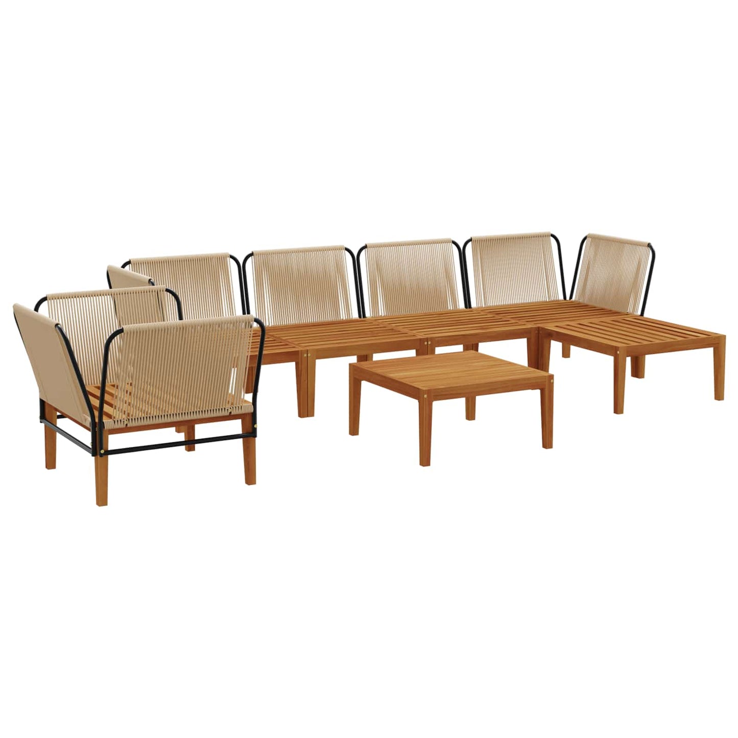 7 pcs Tuin loungeset Massief acaciahout & touw Naturel