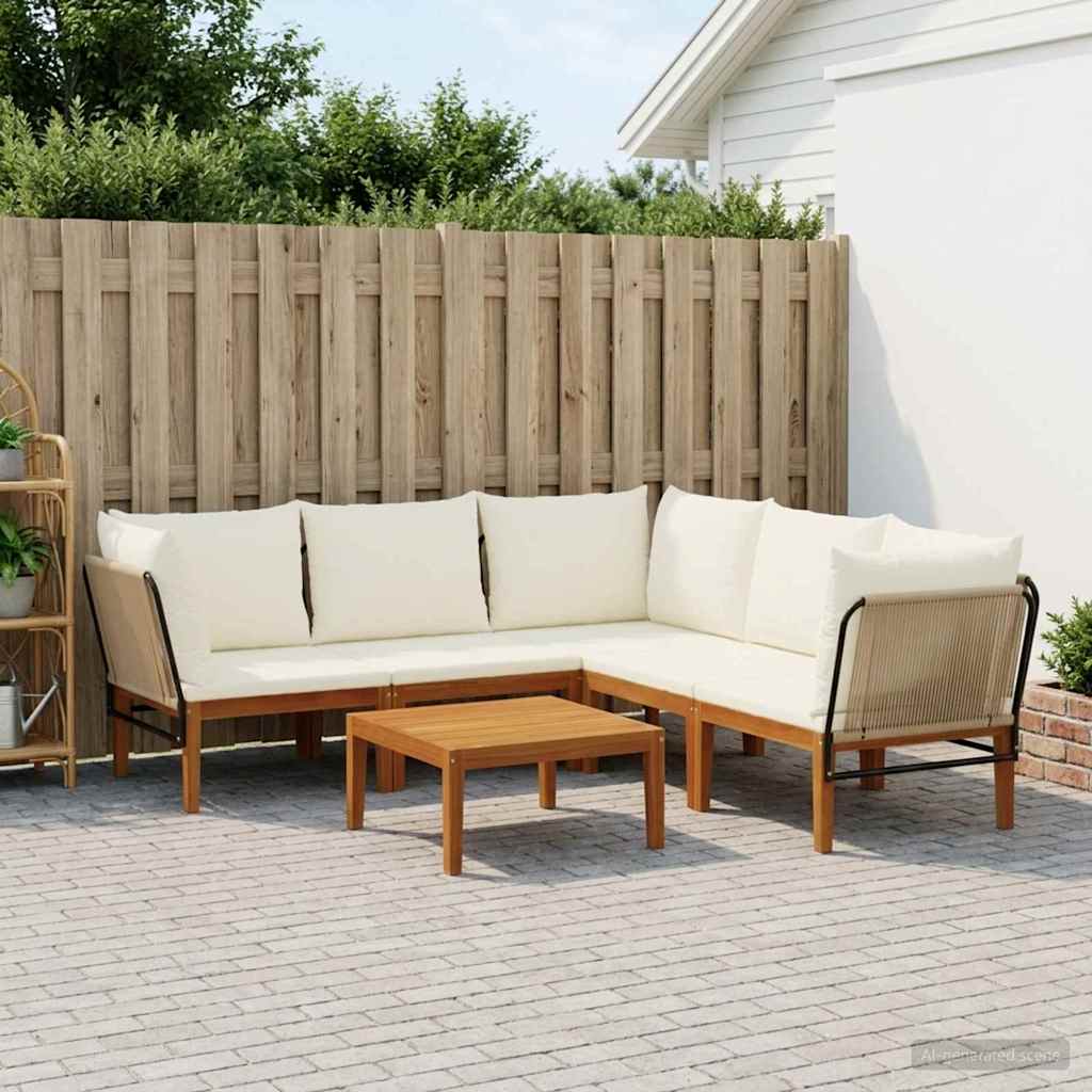6 pcs Tuin loungeset Massief acaciahout & touw Naturel