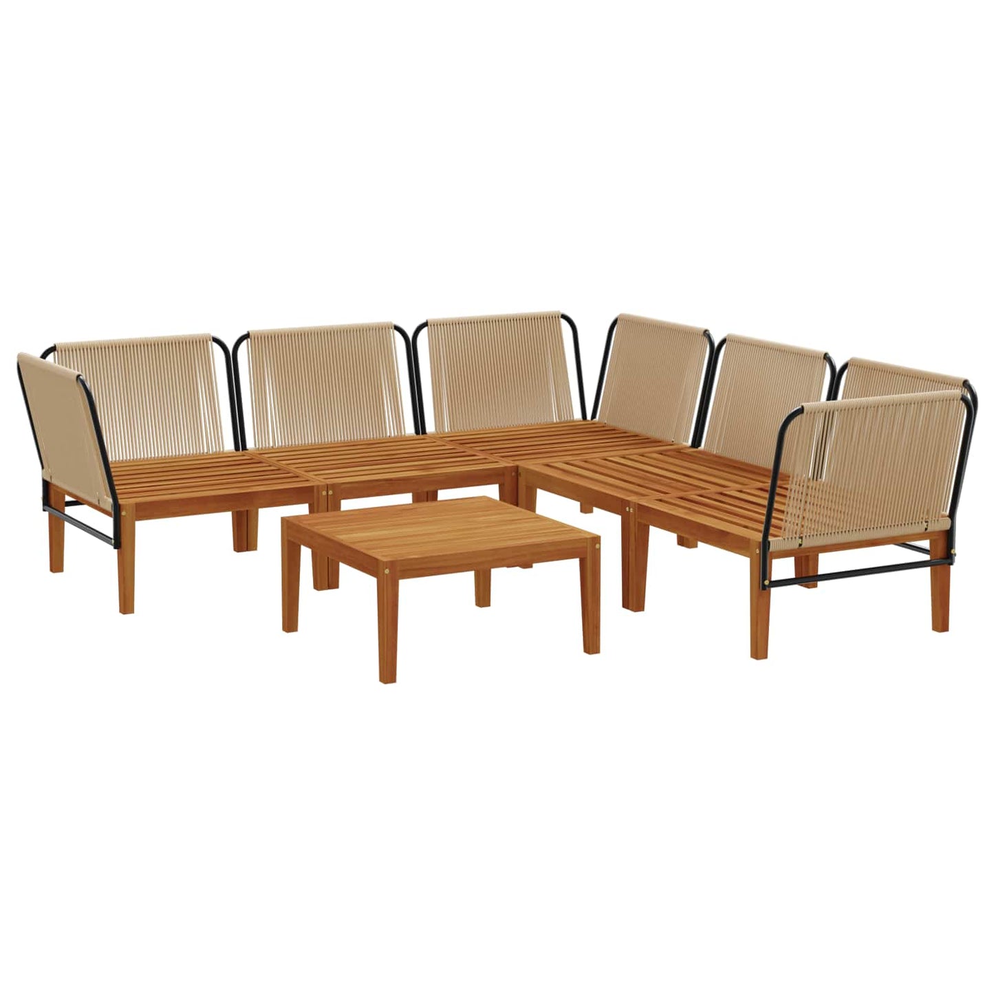 6 pcs Tuin loungeset Massief acaciahout & touw Naturel