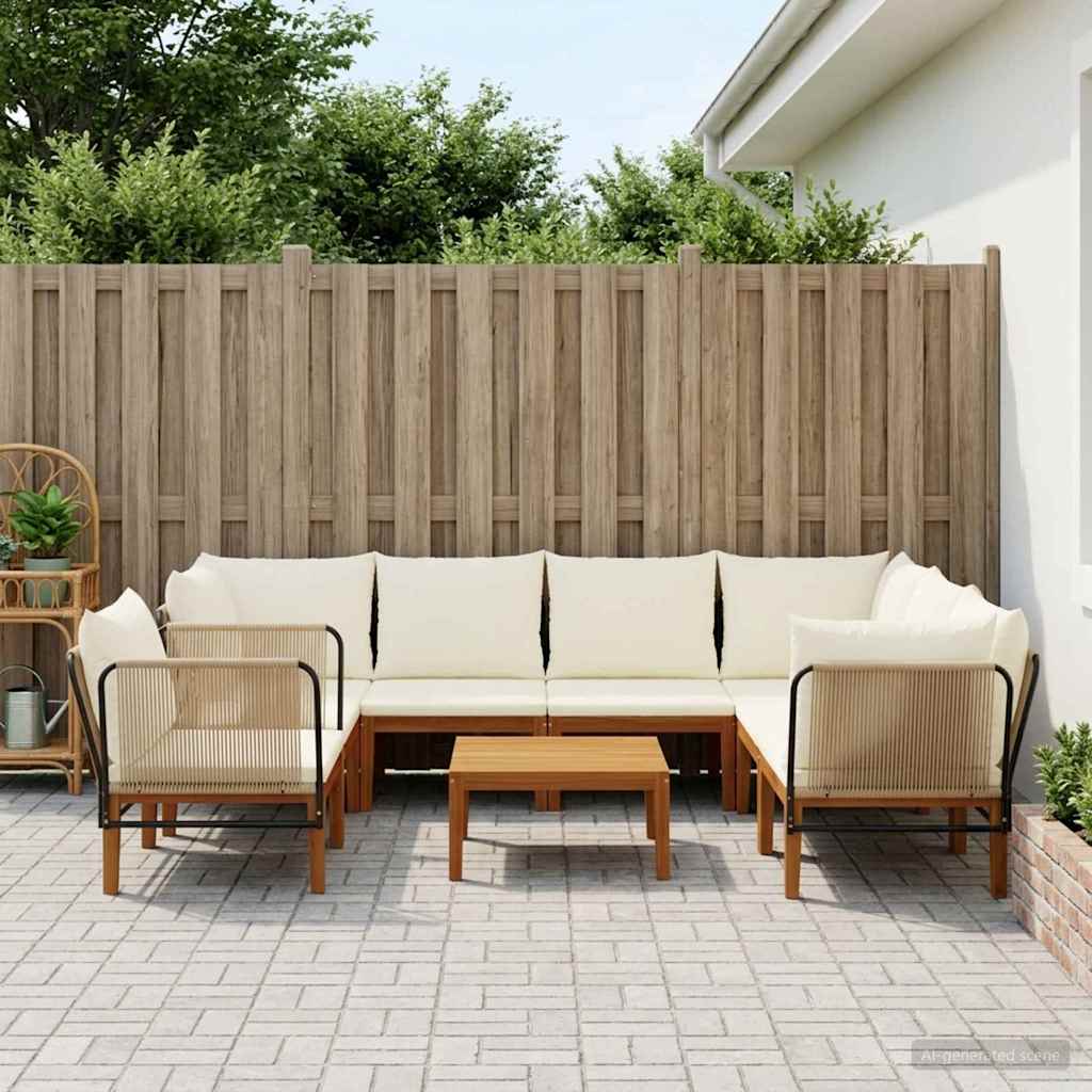 7 pcs Massief acaciahout & touw Naturel