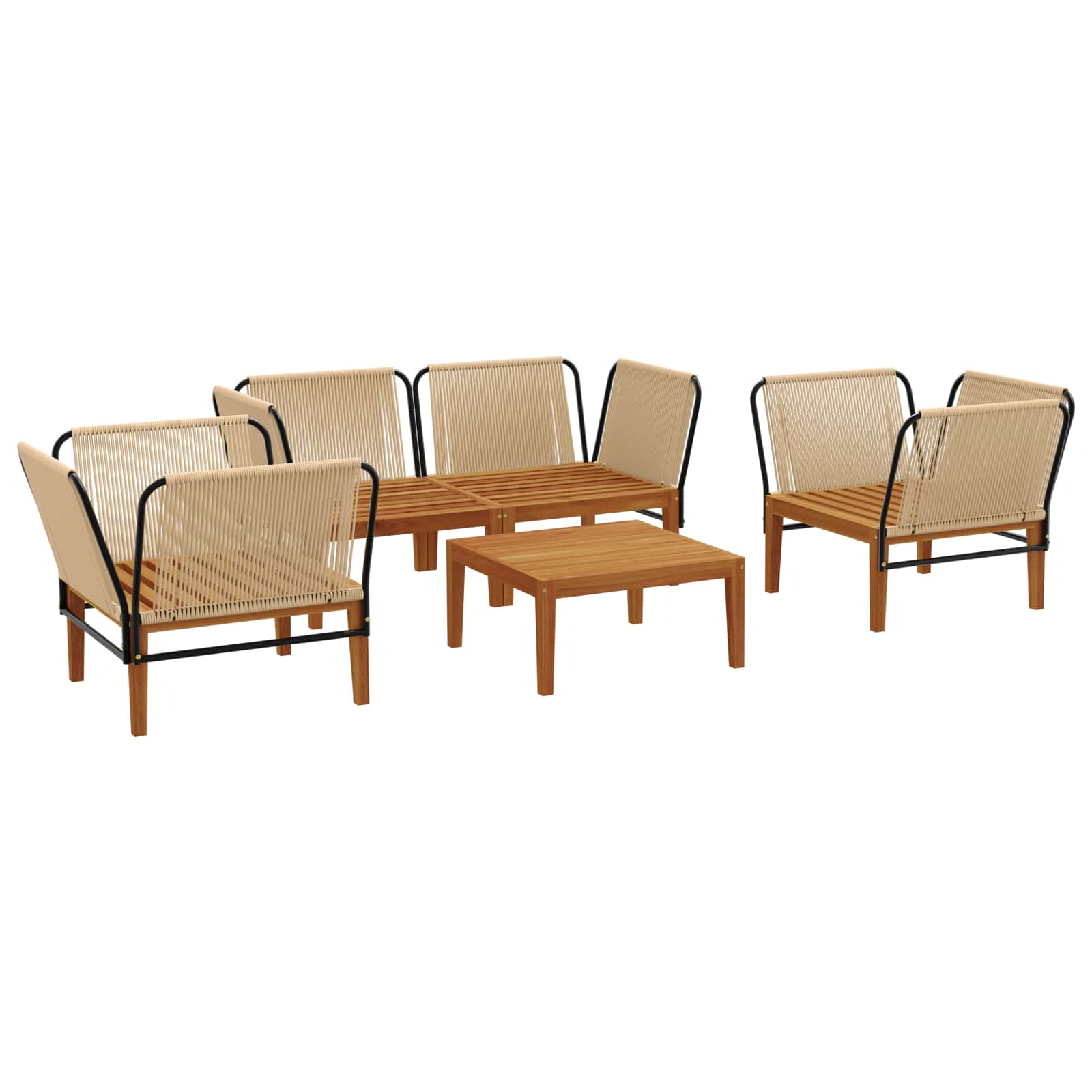 5 pcs Massief acaciahout & touw Naturel is nu te koop bij PeponiXL, paradijselijk wonen!