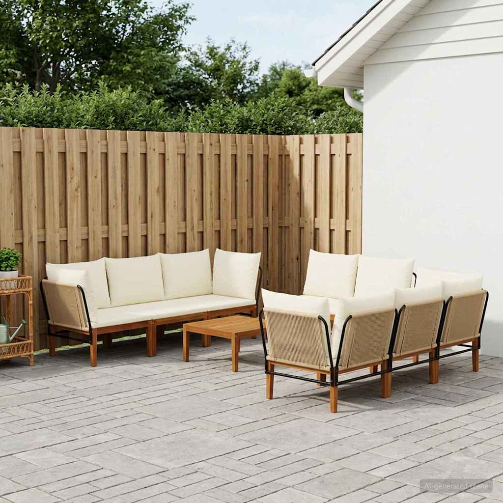 9 pcs Massief acaciahout & touw Naturel is nu te koop bij PeponiXL, paradijselijk wonen!
