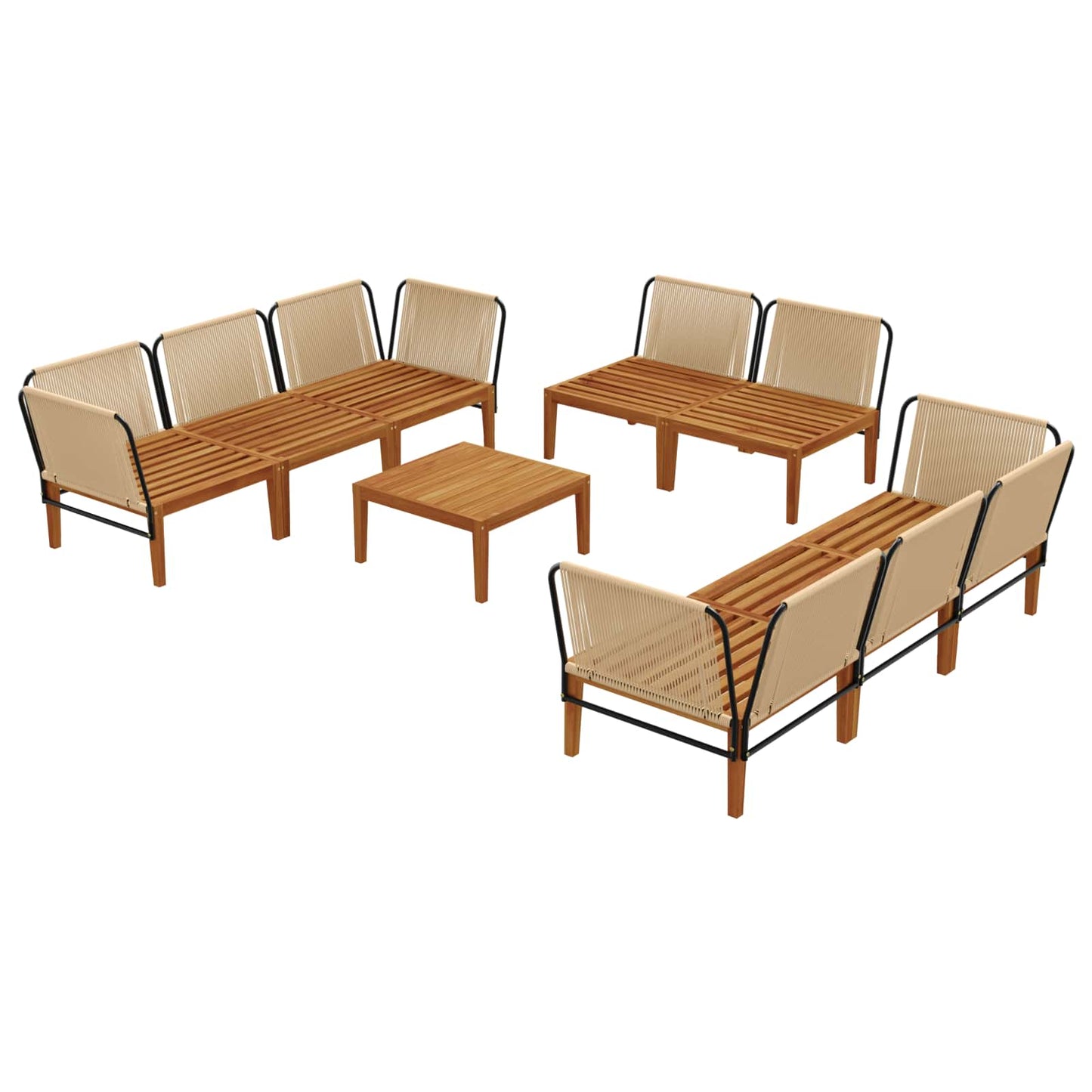 9 pcs Massief acaciahout & touw Naturel is nu te koop bij PeponiXL, paradijselijk wonen!