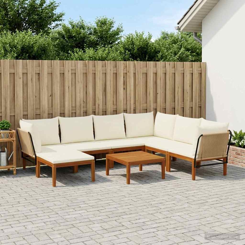 8 pcs Massief acaciahout & touw Naturel is nu te koop bij PeponiXL, paradijselijk wonen!