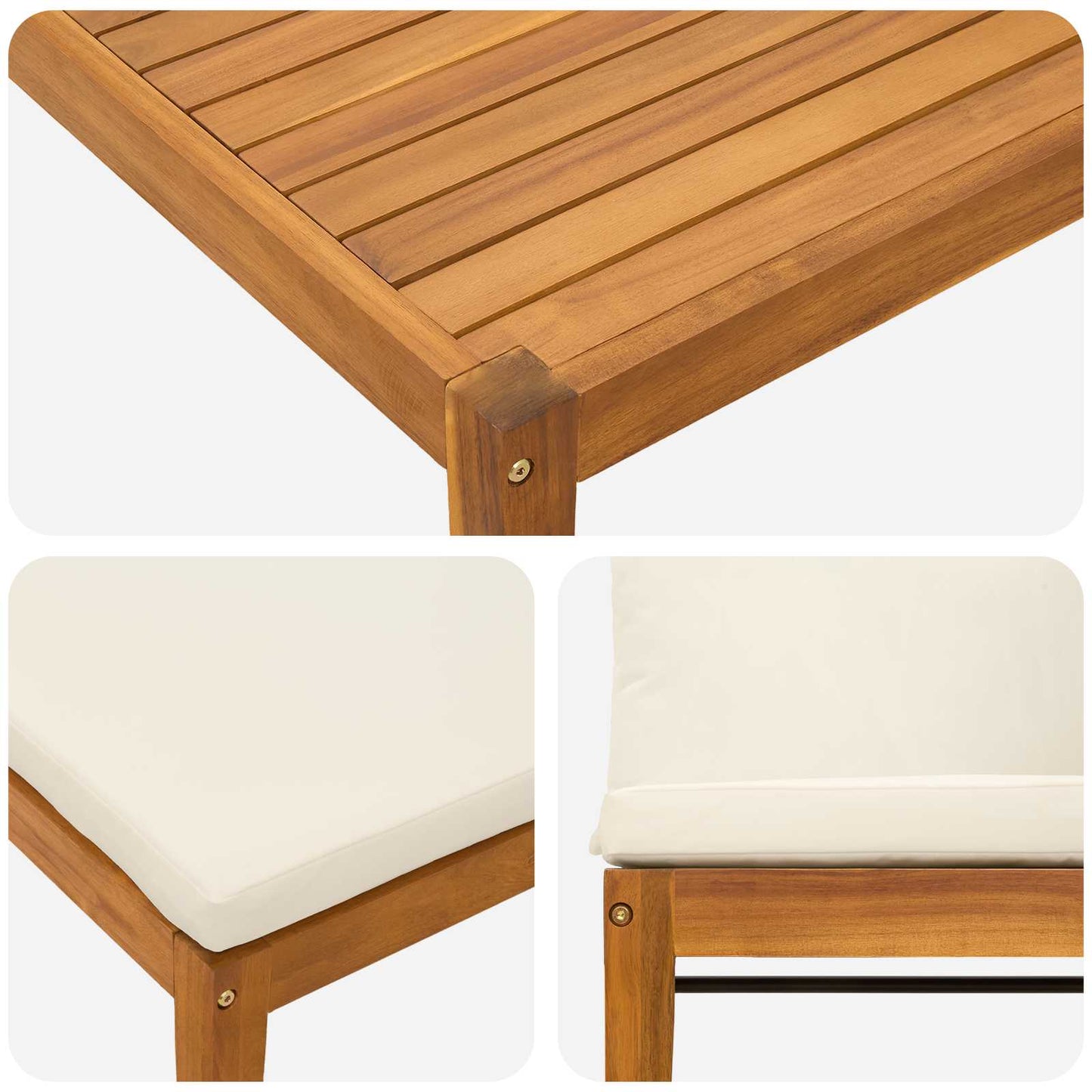 4 pcs Massief acaciahout & touw Naturel