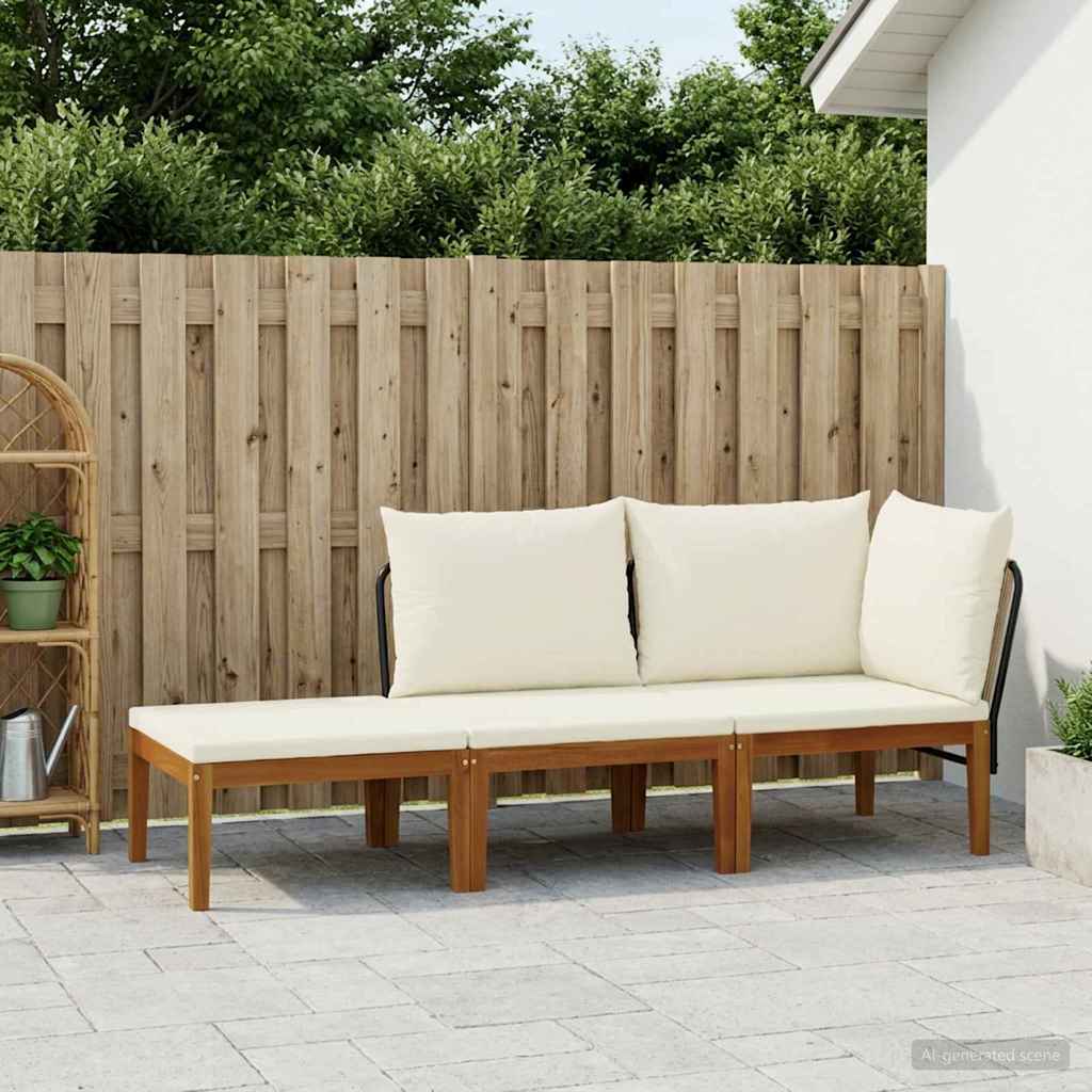 3 pcs Massief acaciahout & touw Naturel