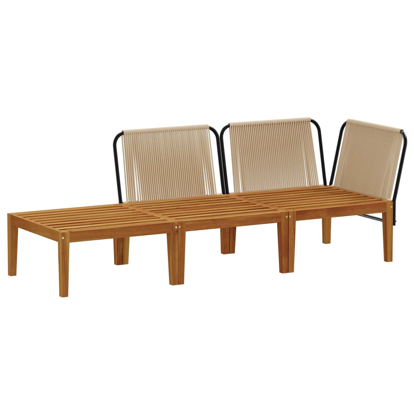 3 pcs Massief acaciahout & touw Naturel