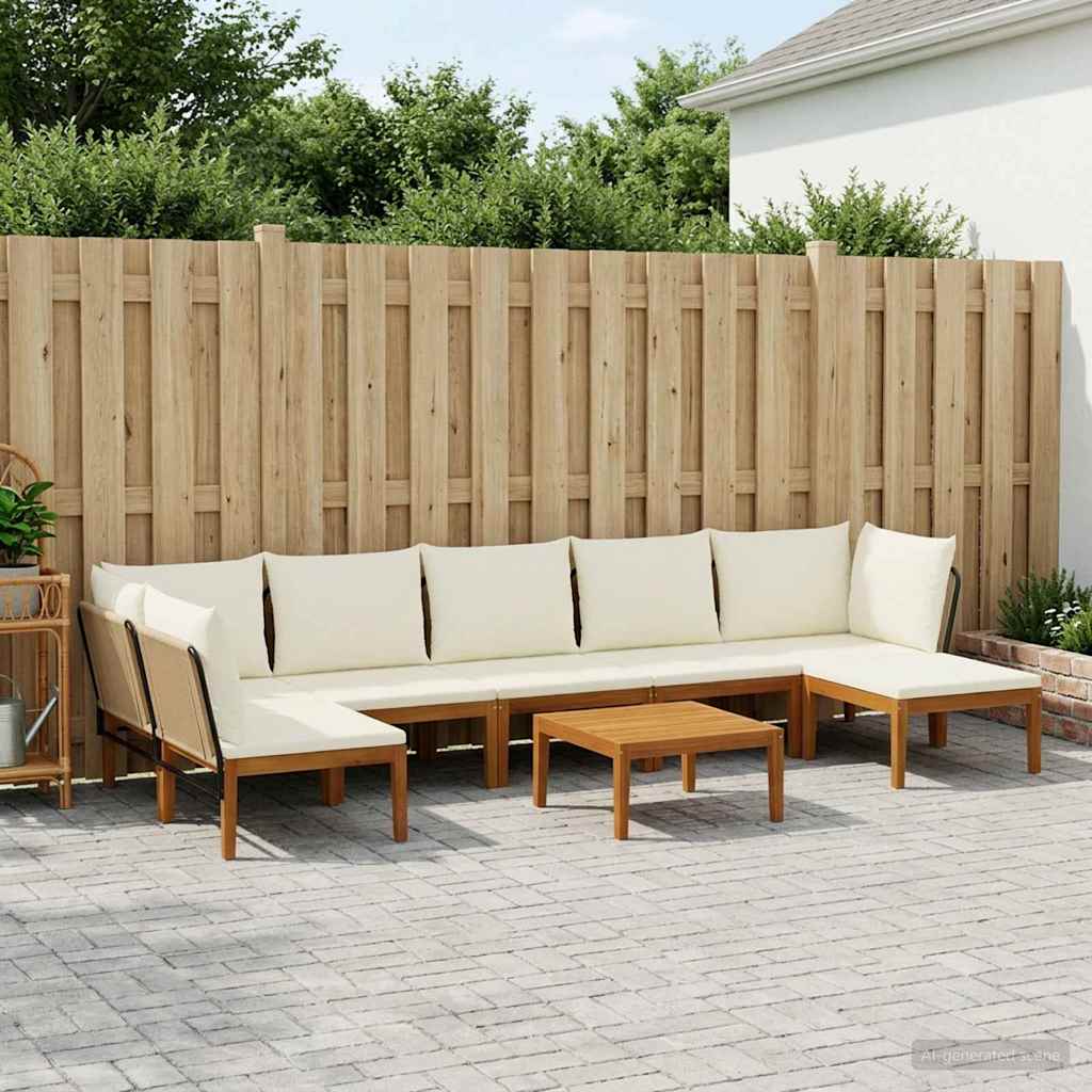 8 pcs Massief acaciahout & touw Naturel