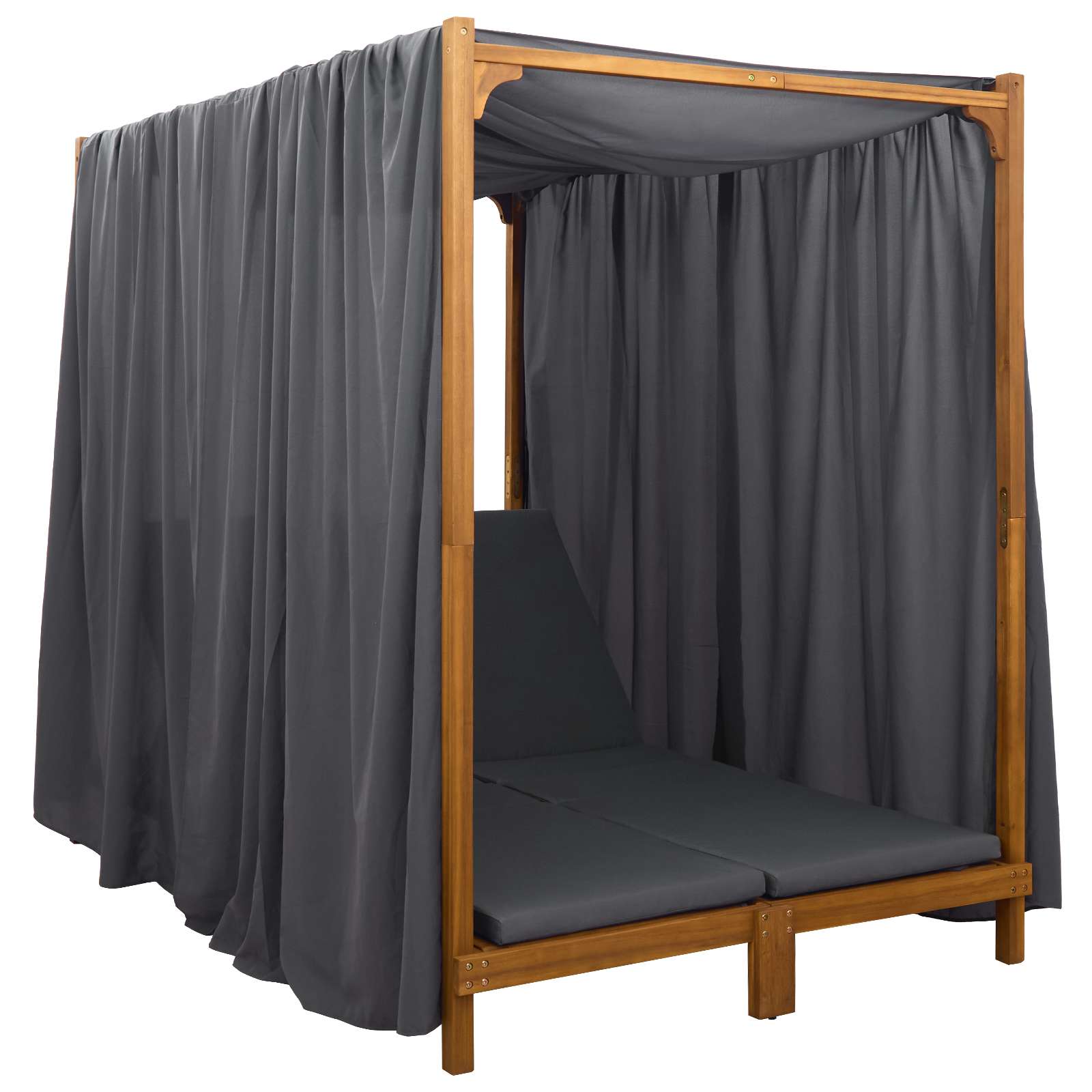 Dubbele zonligstoel met zonnescherm en gordijnen Donkergrijs is nu te koop bij PeponiXL, paradijselijk wonen!