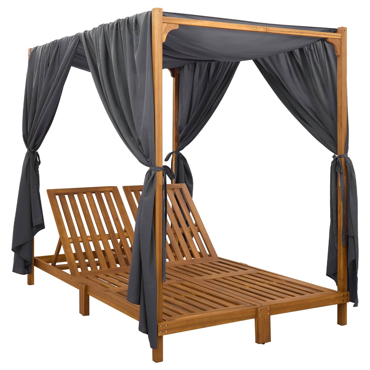 Dubbele zonligstoel met zonnescherm en gordijnen Donkergrijs is nu te koop bij PeponiXL, paradijselijk wonen!