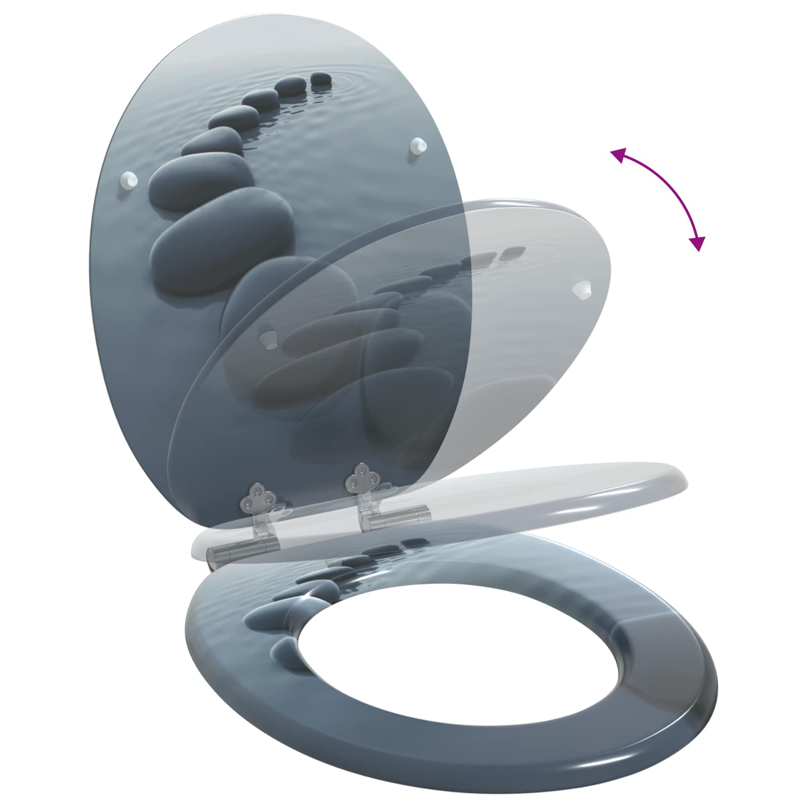 Toiletbril Grijs 44 x 38 cm MDF-plaat is nu te koop bij PeponiXL, paradijselijk wonen!