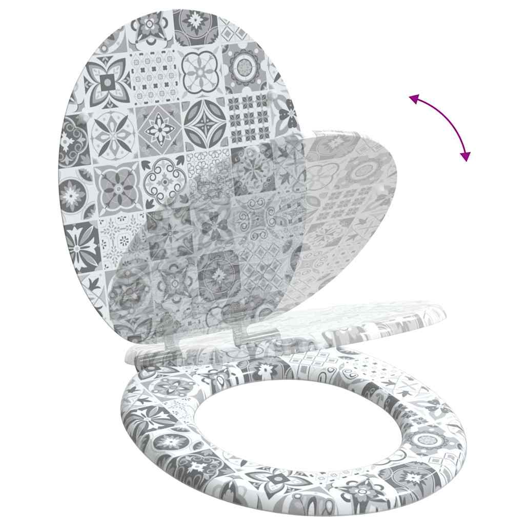 Toiletbril Blauw en Wit Porselein 44 x 38 cm MDF-plaat is nu te koop bij PeponiXL, paradijselijk wonen!