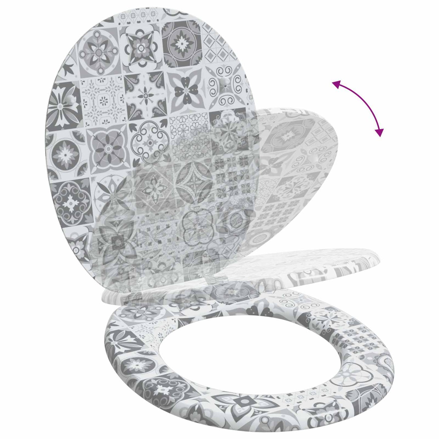 Zachte sluit toiletbril Grijs 44 x 38 cm MDF-plaat is nu te koop bij PeponiXL, paradijselijk wonen!