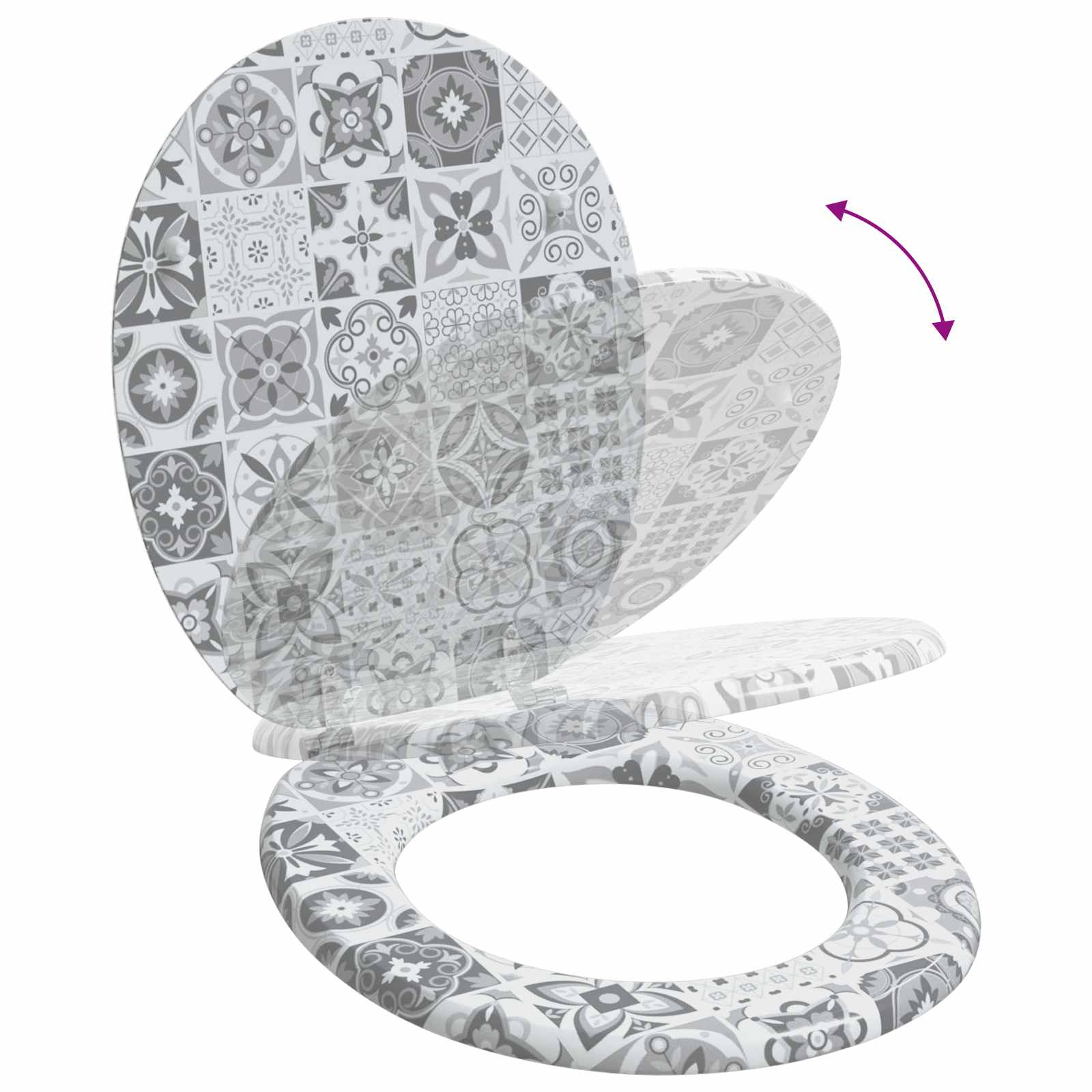 Zachte sluit toiletbril Grijs 44 x 38 cm MDF-plaat is nu te koop bij PeponiXL, paradijselijk wonen!