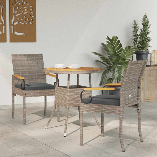 Tuinstoelen 2 pcs Grijs en Donkergrijs Poly rattan en acacia is nu te koop bij PeponiXL, paradijselijk wonen!
