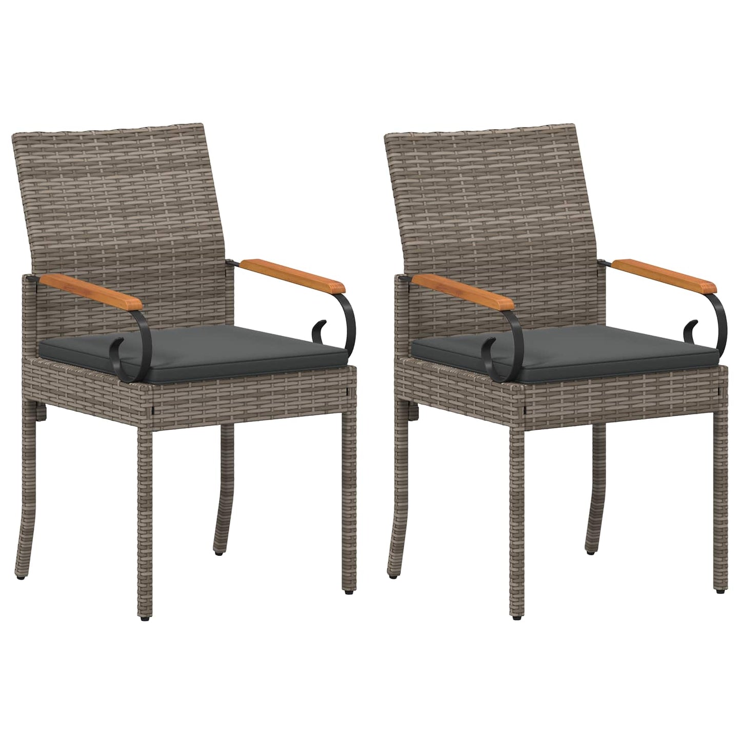 Tuinstoelen 2 pcs Grijs en Donkergrijs Poly rattan en acacia is nu te koop bij PeponiXL, paradijselijk wonen!