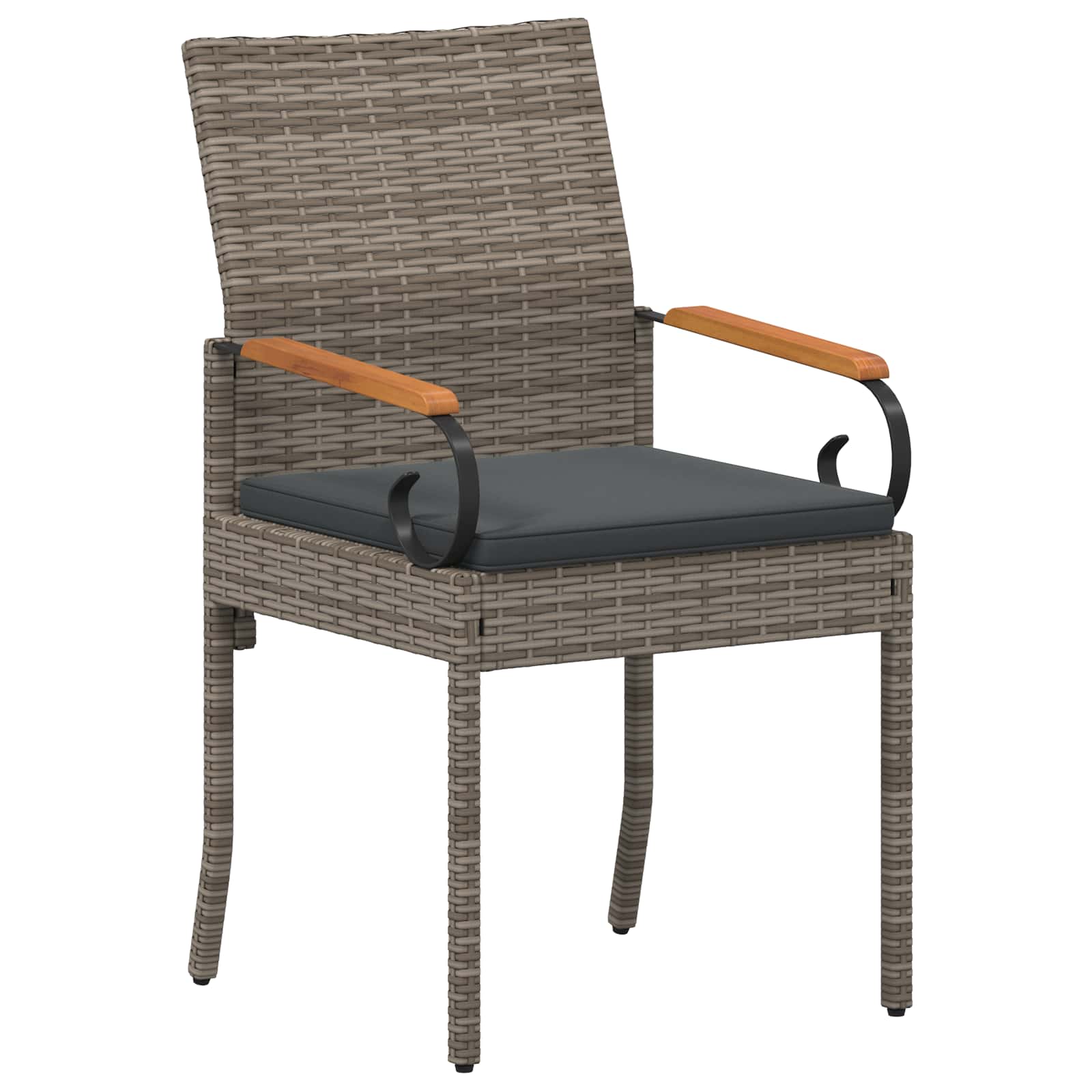Tuinstoelen 2 pcs Grijs en Donkergrijs Poly rattan en acacia is nu te koop bij PeponiXL, paradijselijk wonen!
