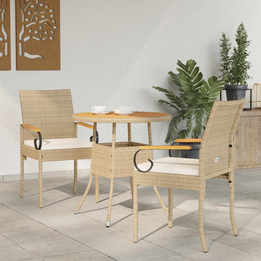 Tuinstoelen 2 pcs Beige en Crème Wit Poly rattan en acacia is nu te koop bij PeponiXL, paradijselijk wonen!