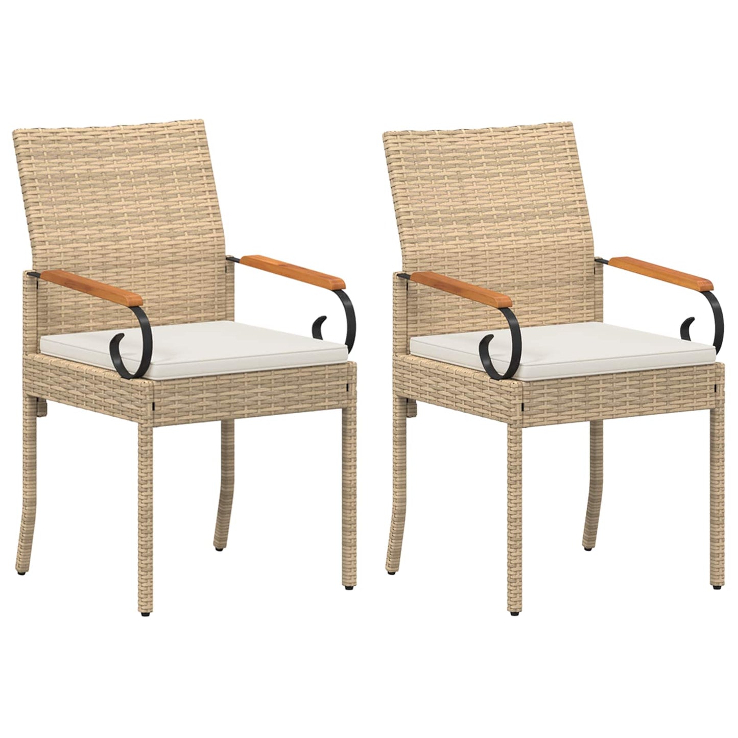 Tuinstoelen 2 pcs Beige en Crème Wit Poly rattan en acacia is nu te koop bij PeponiXL, paradijselijk wonen!