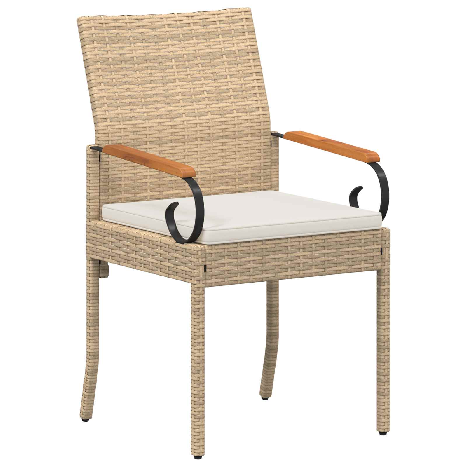 Tuinstoelen 2 pcs Beige en Crème Wit Poly rattan en acacia is nu te koop bij PeponiXL, paradijselijk wonen!