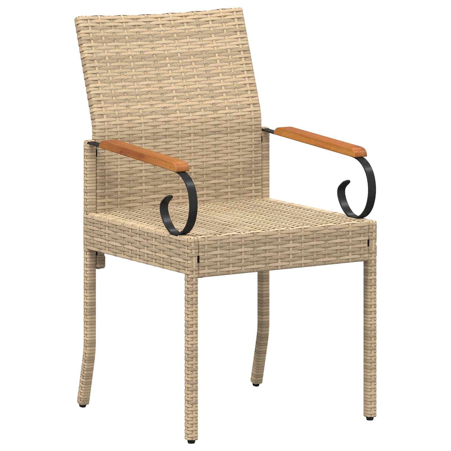 Tuinstoelen 2 pcs Beige en Crème Wit Poly rattan en acacia is nu te koop bij PeponiXL, paradijselijk wonen!