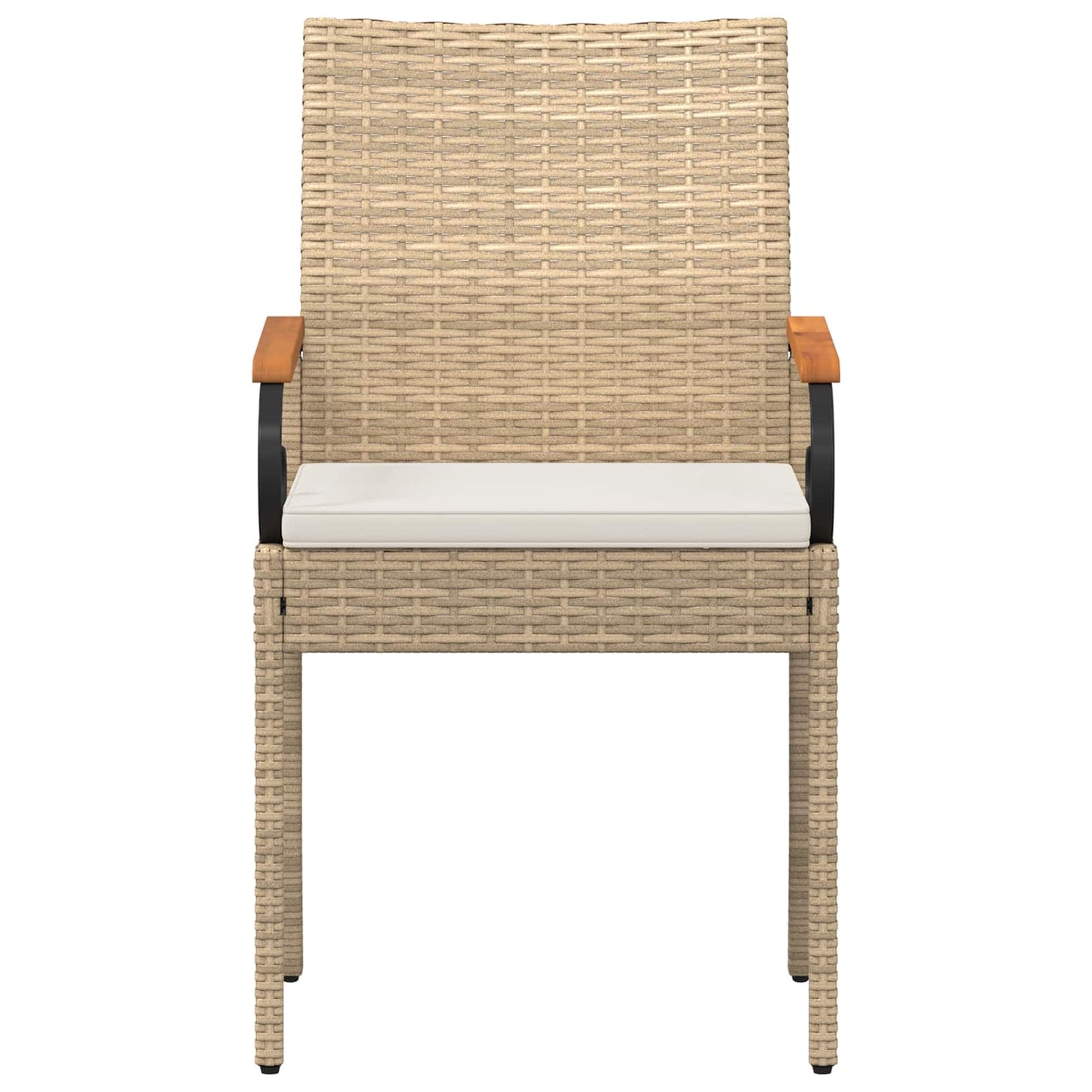 Tuinstoelen 2 pcs Beige en Crème Wit Poly rattan en acacia is nu te koop bij PeponiXL, paradijselijk wonen!