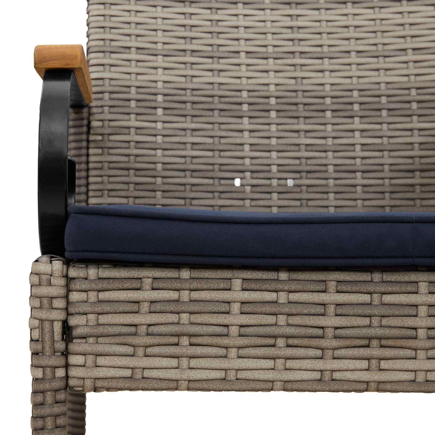 Tuinstoelen 2 pcs Grijs en Marineblauw Poly rattan en acacia is nu te koop bij PeponiXL, paradijselijk wonen!