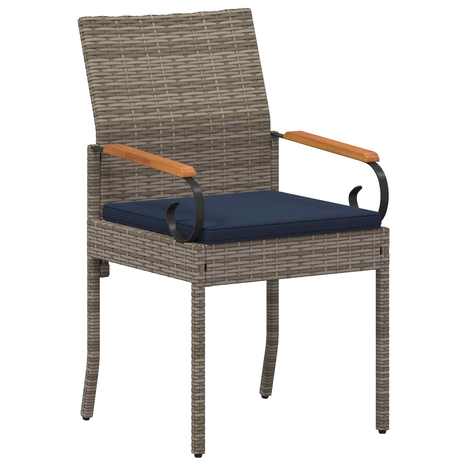 Tuinstoelen 2 pcs Grijs en Marineblauw Poly rattan en acacia is nu te koop bij PeponiXL, paradijselijk wonen!