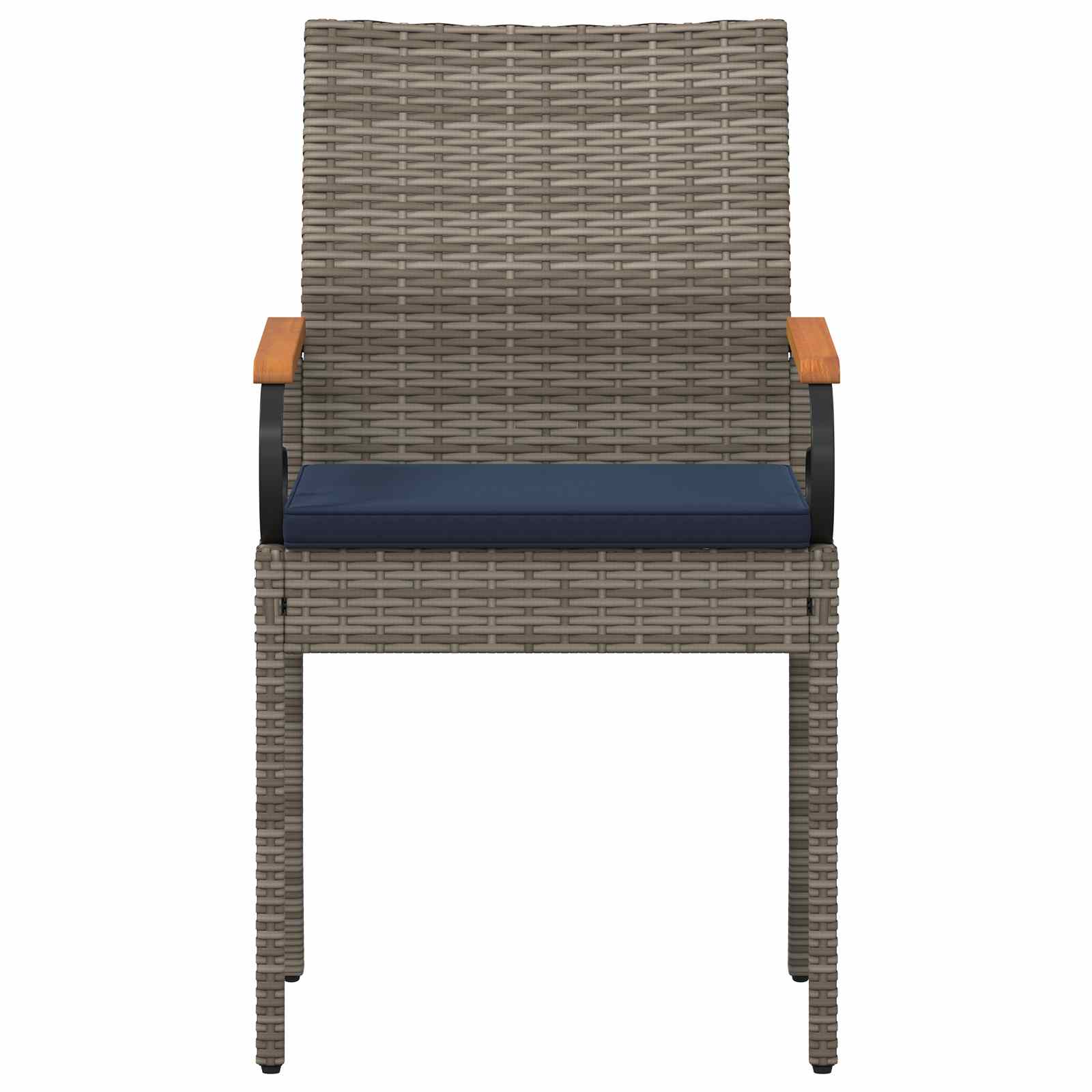 Tuinstoelen 2 pcs Grijs en Marineblauw Poly rattan en acacia is nu te koop bij PeponiXL, paradijselijk wonen!