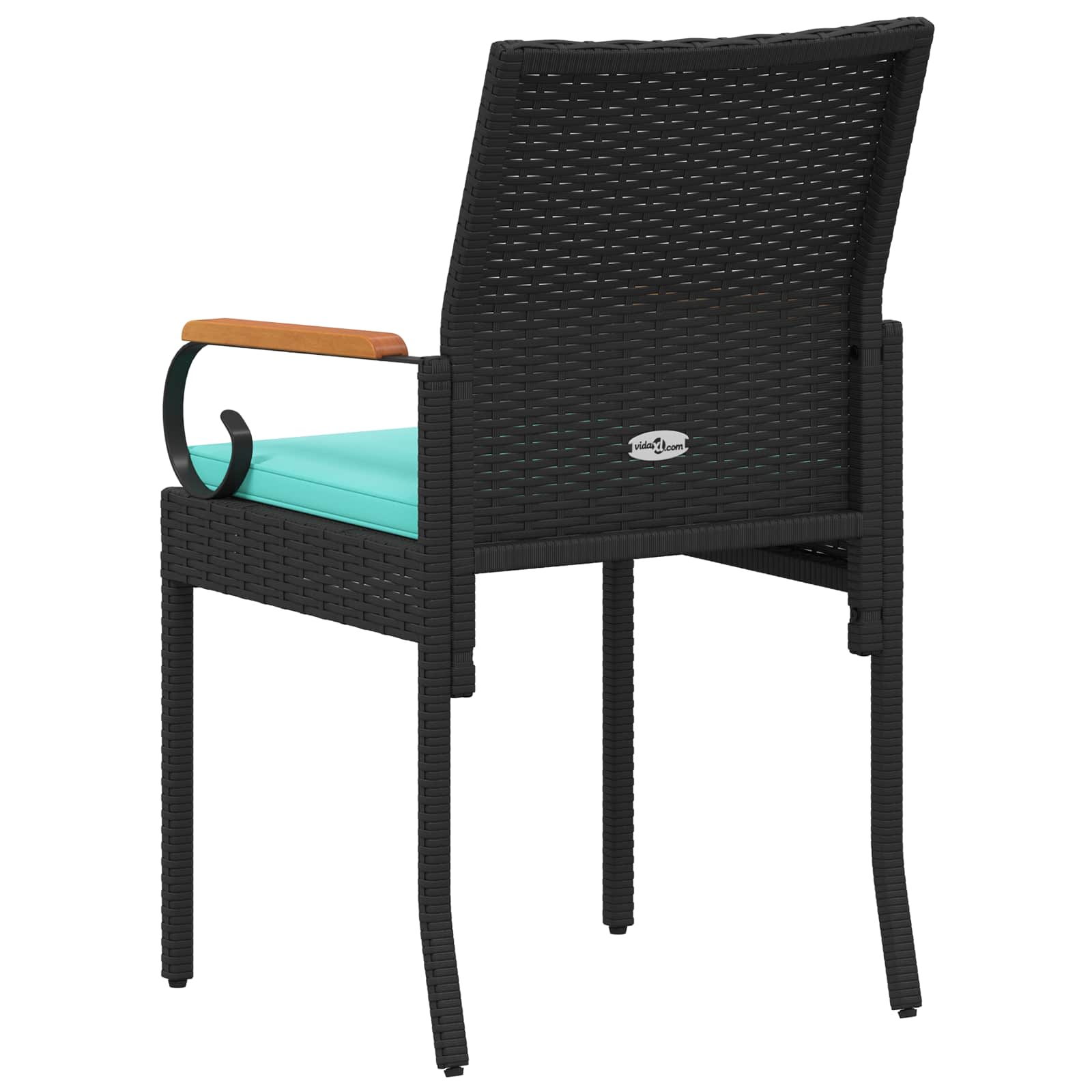 Tuinstoelen 2 pcs Zwart en Turquoise Poly rattan en acacia is nu te koop bij PeponiXL, paradijselijk wonen!