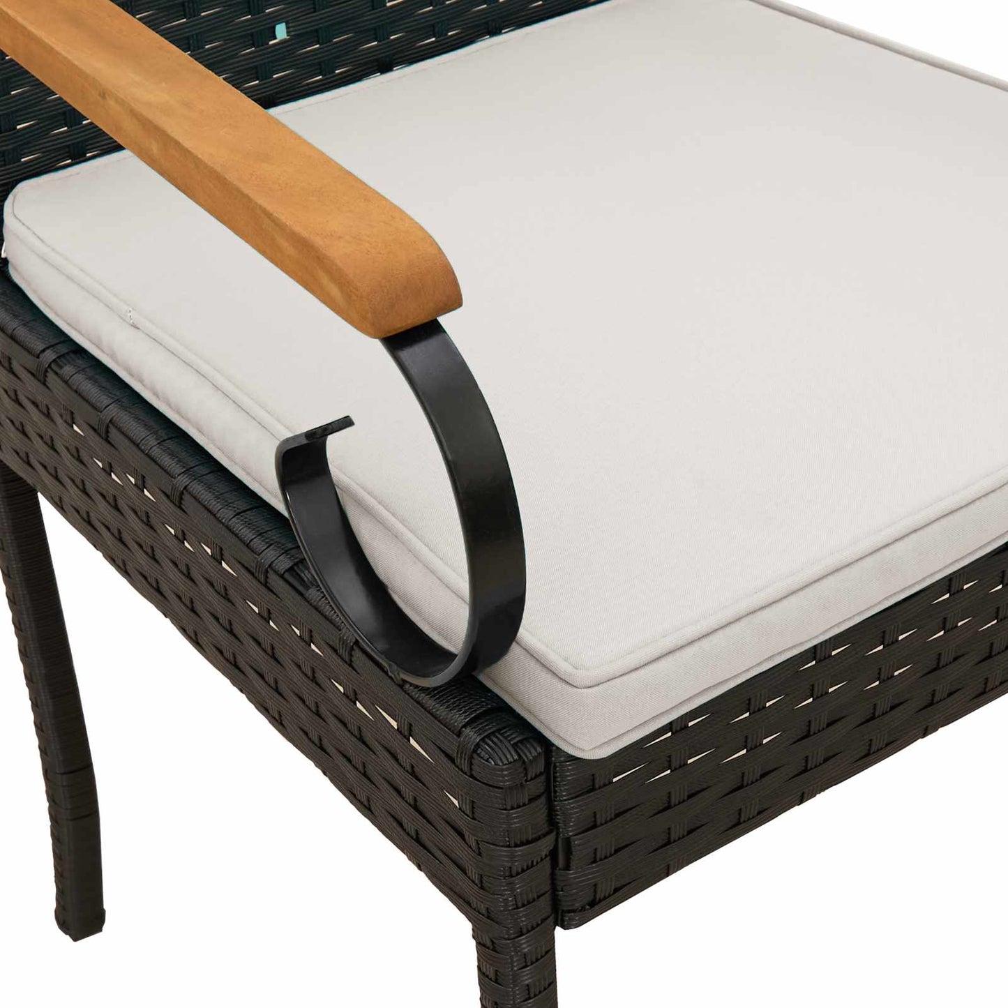 Tuinstoelen 4 pcs Zwart en Cream Wit Poly rattan en acacia is nu te koop bij PeponiXL, paradijselijk wonen!