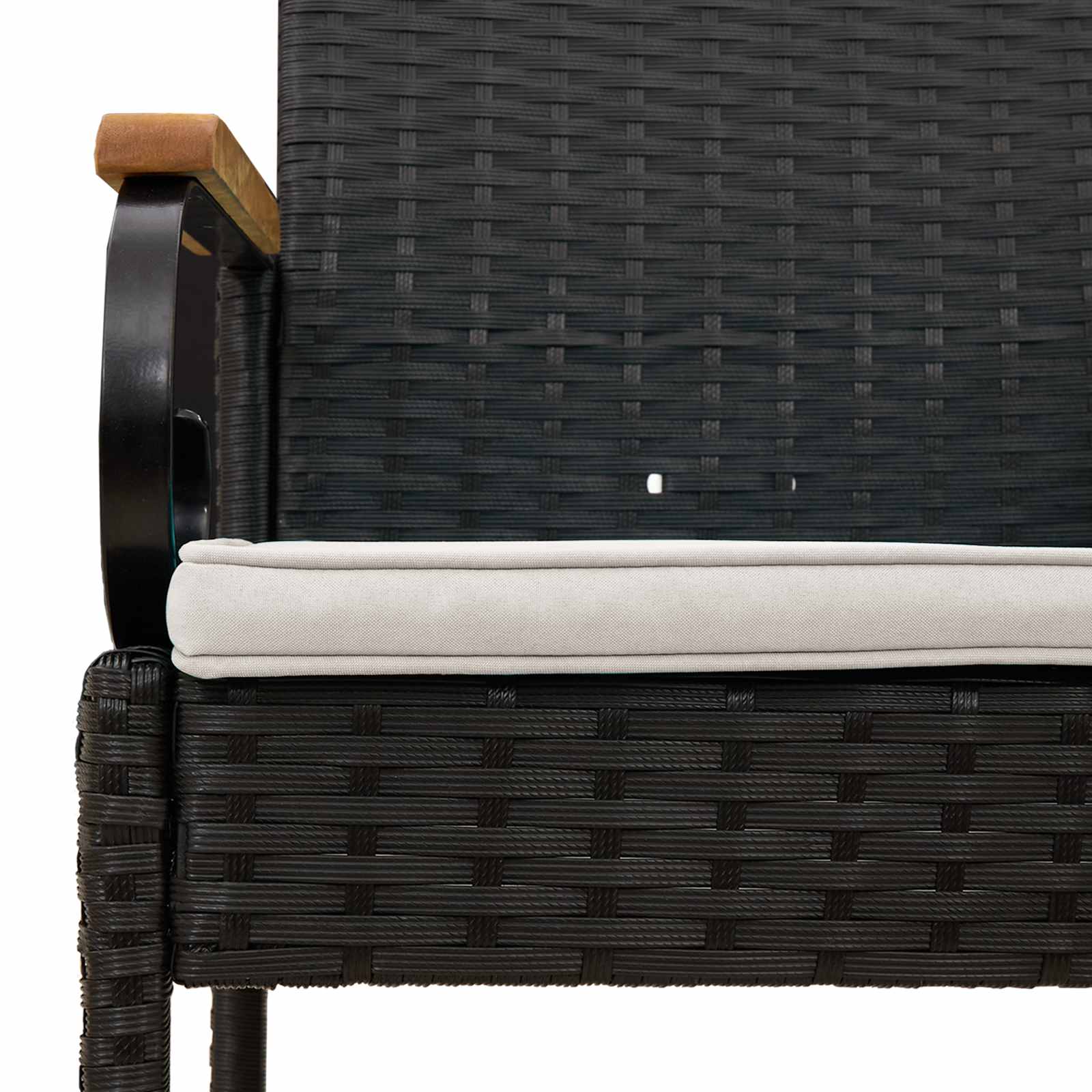 Tuinstoelen 4 pcs Zwart en Cream Wit Poly rattan en acacia is nu te koop bij PeponiXL, paradijselijk wonen!
