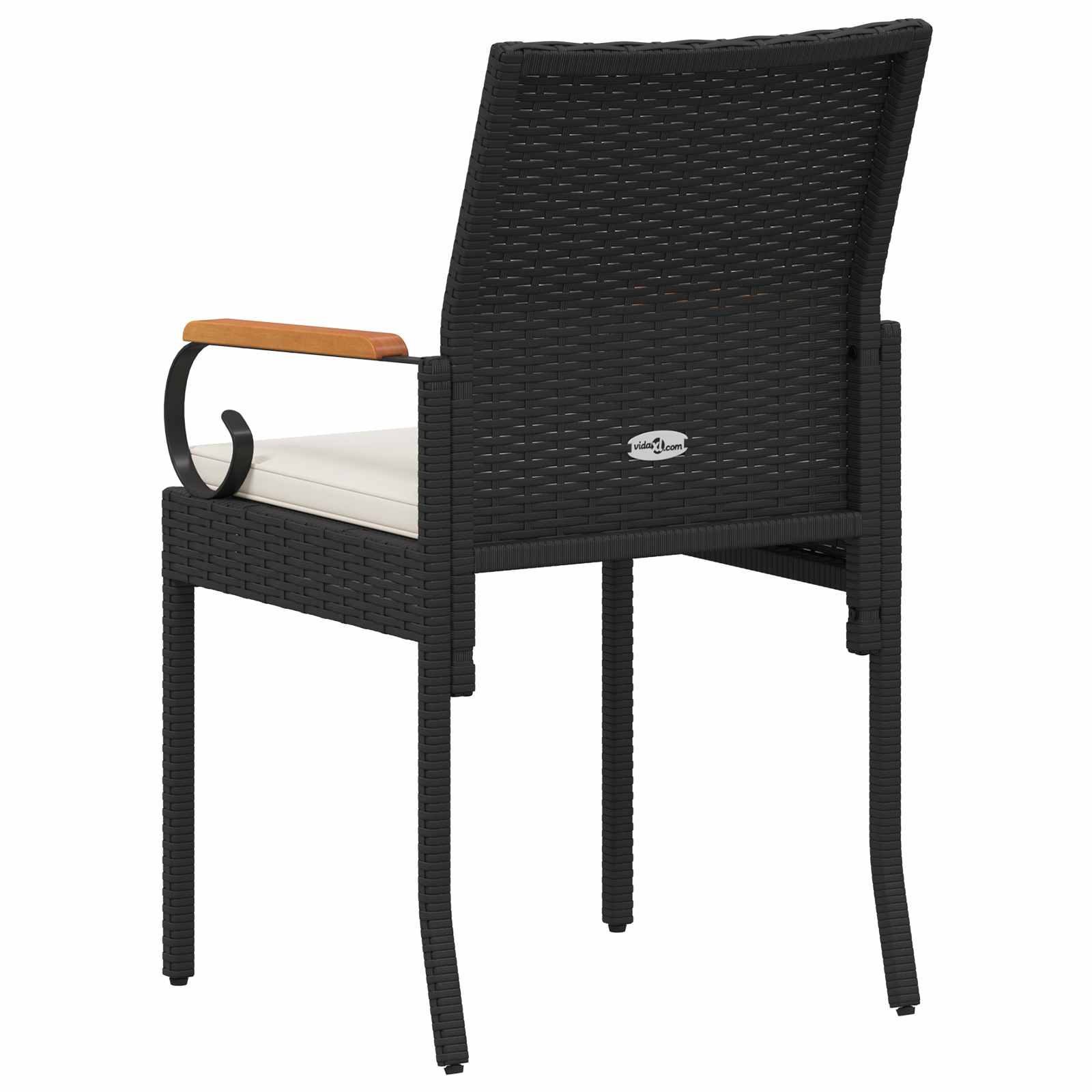 Tuinstoelen 4 pcs Zwart en Cream Wit Poly rattan en acacia is nu te koop bij PeponiXL, paradijselijk wonen!