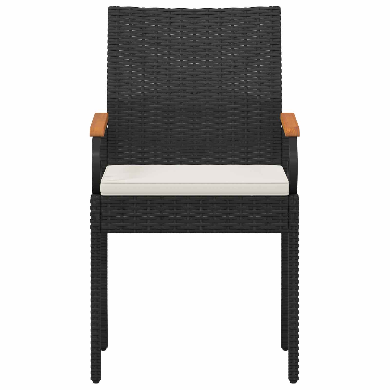 Tuinstoelen 4 pcs Zwart en Cream Wit Poly rattan en acacia is nu te koop bij PeponiXL, paradijselijk wonen!