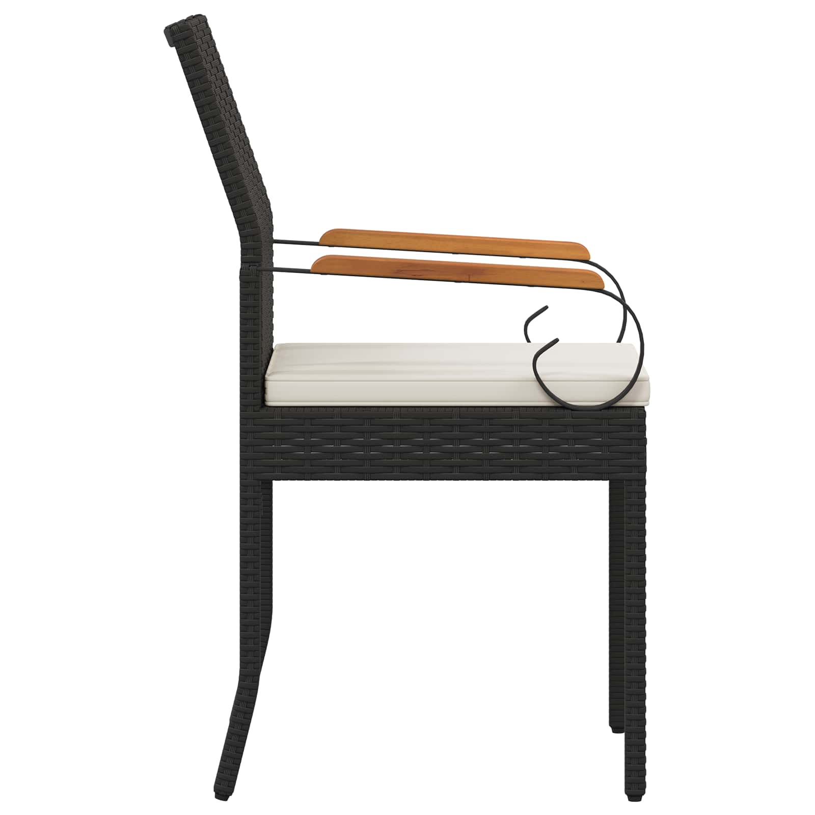 Tuinstoelen 4 pcs Zwart en Cream Wit Poly rattan en acacia is nu te koop bij PeponiXL, paradijselijk wonen!