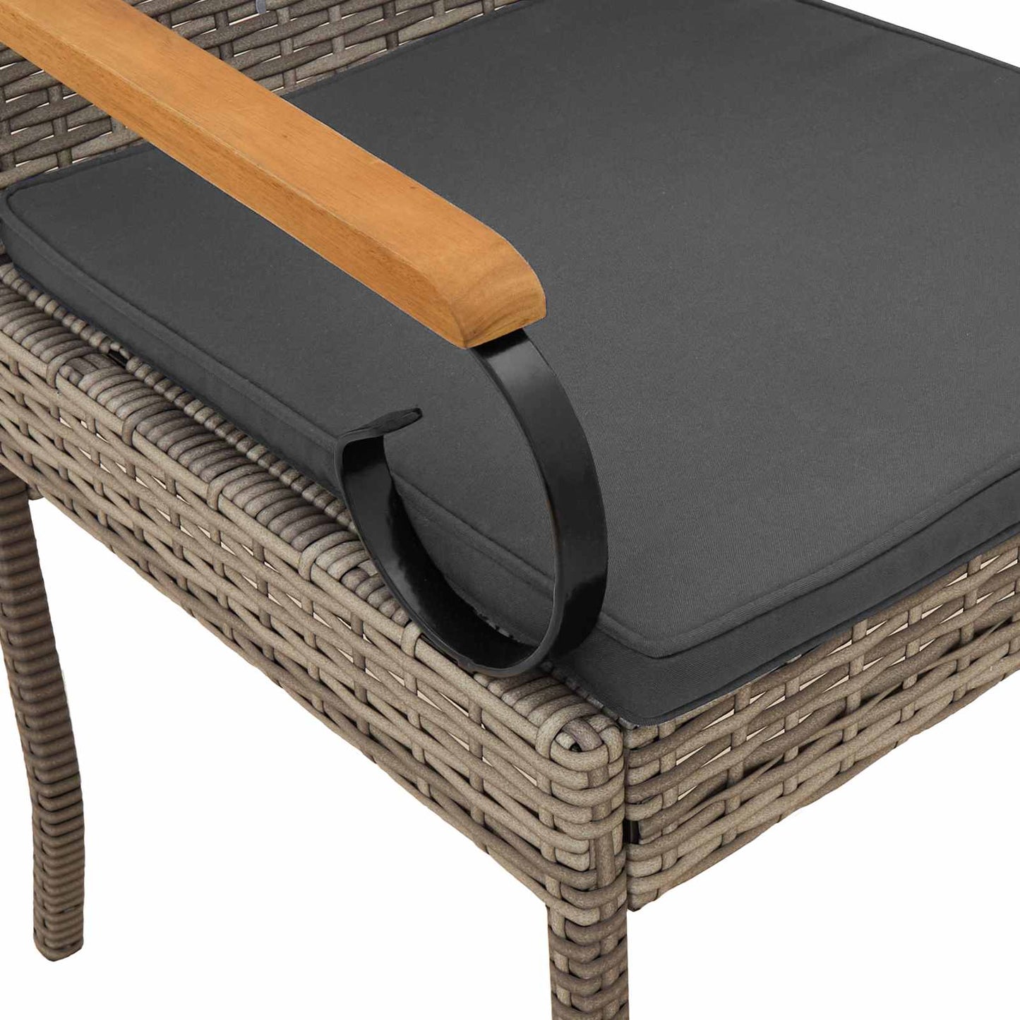 Tuinstoelen 4 pcs Grijs en Donkergrijs Poly rattan en acacia is nu te koop bij PeponiXL, paradijselijk wonen!
