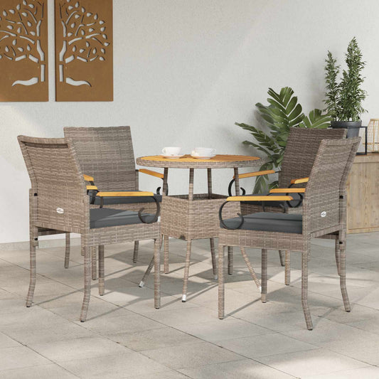 Tuinstoelen 4 pcs Grijs en Donkergrijs Poly rattan en acacia is nu te koop bij PeponiXL, paradijselijk wonen!